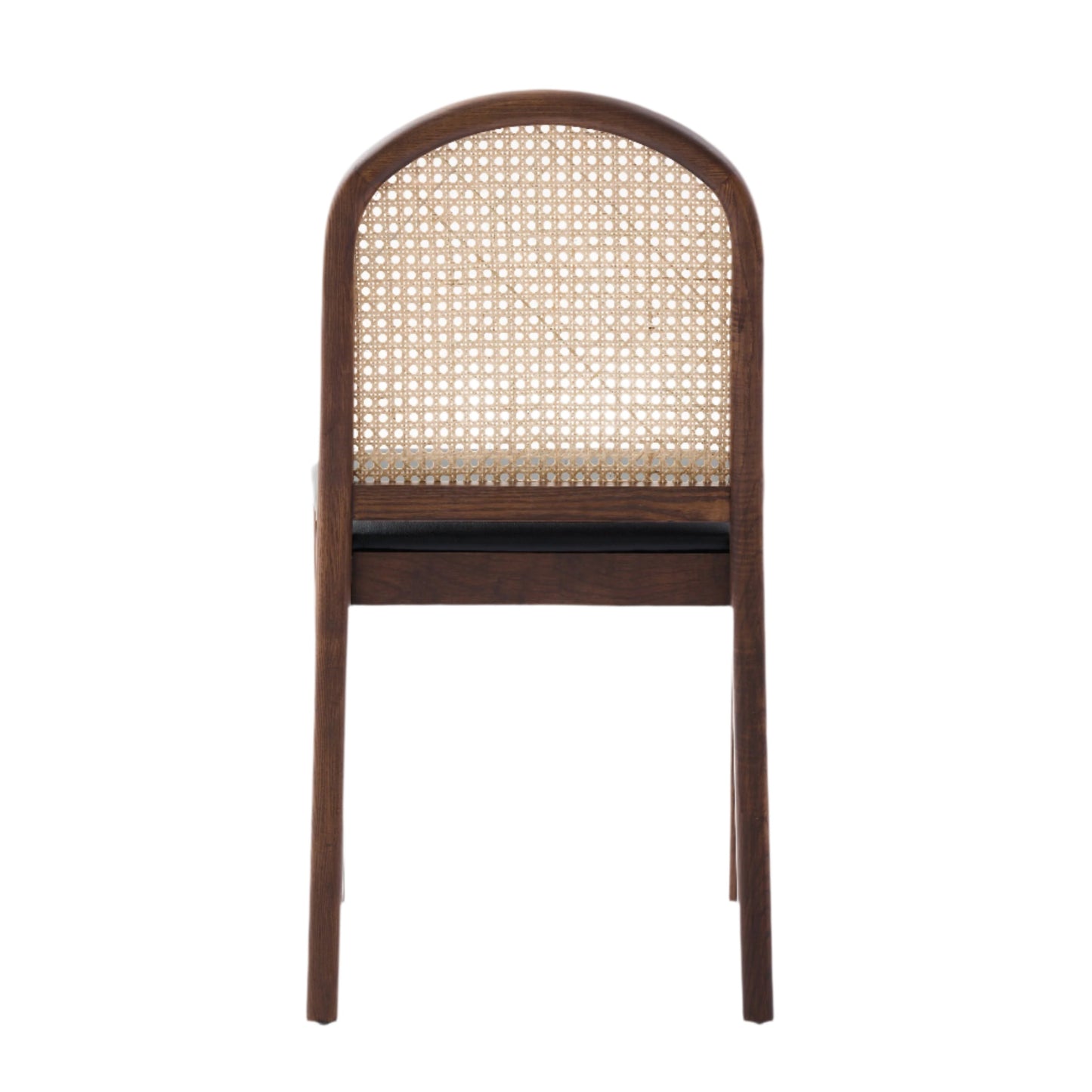 Bambie Solid Ash Wood Dining Chair in Walnut and Black Leather (2pk)