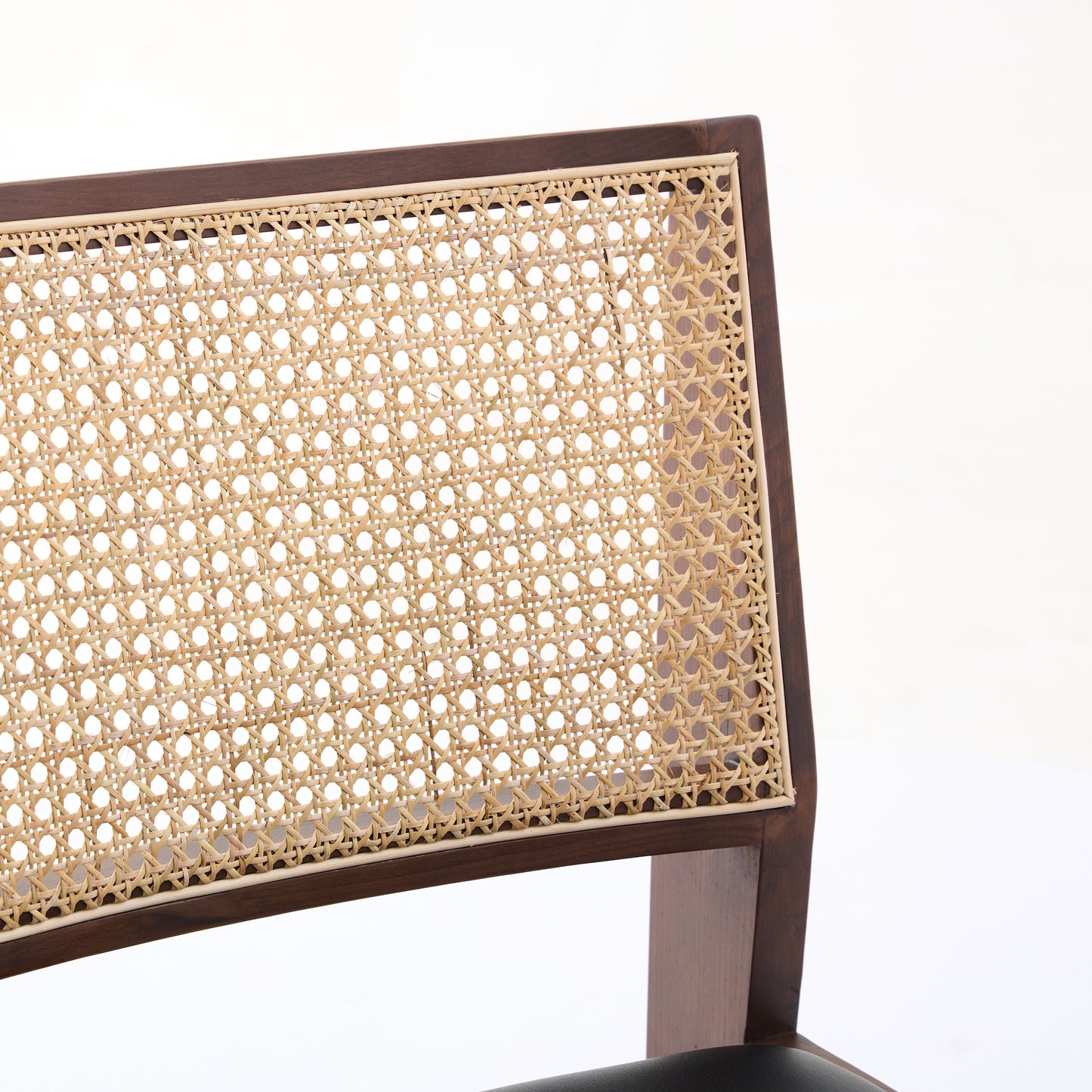 Kiko Solid Ash Wood Dining Chair in Walnut and Black Leather (2pk)