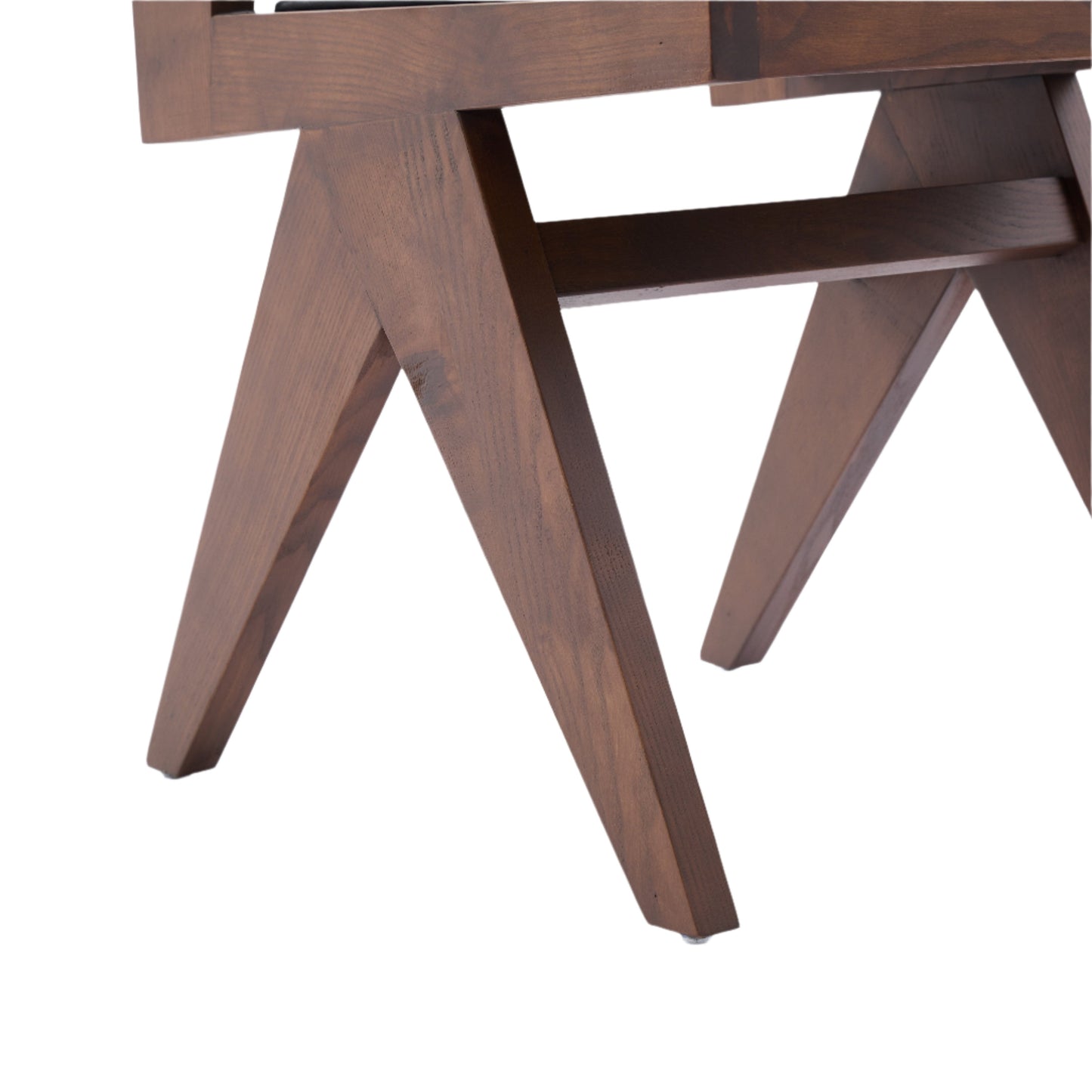 Kiko Solid Ash Wood Dining Chair in Walnut and Black Leather (2pk)