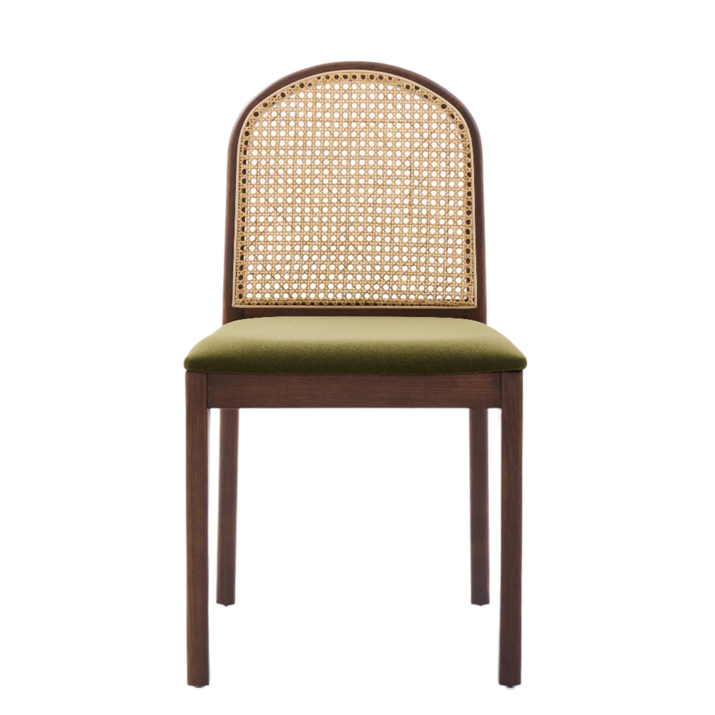 Bambie Solid Ash Wood Dining Chair in Walnut and Olive Green (2pk)