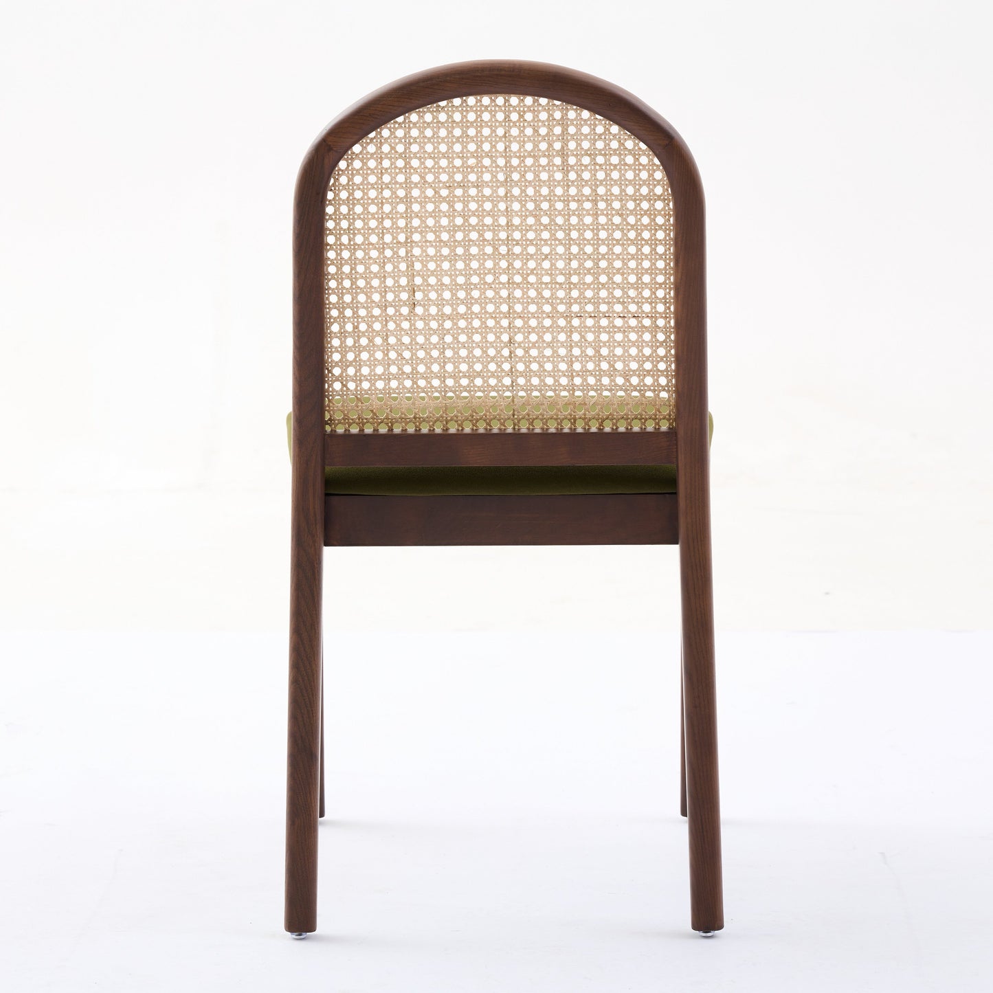 Bambie Solid Ash Wood Dining Chair in Walnut and Olive Green (2pk)