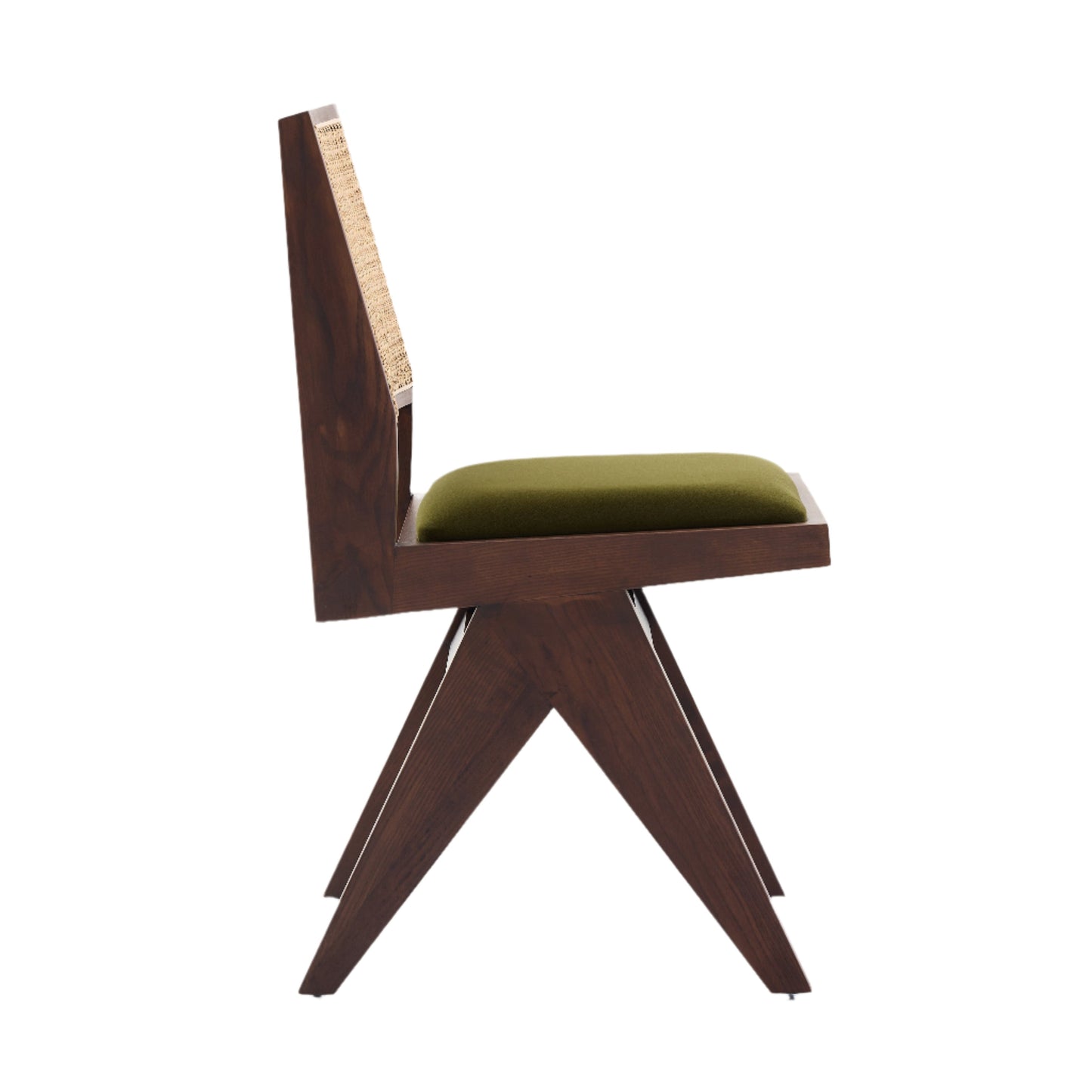 Kiko Solid Ash Wood Dining Chair in Walnut and Olive Green (2pk)