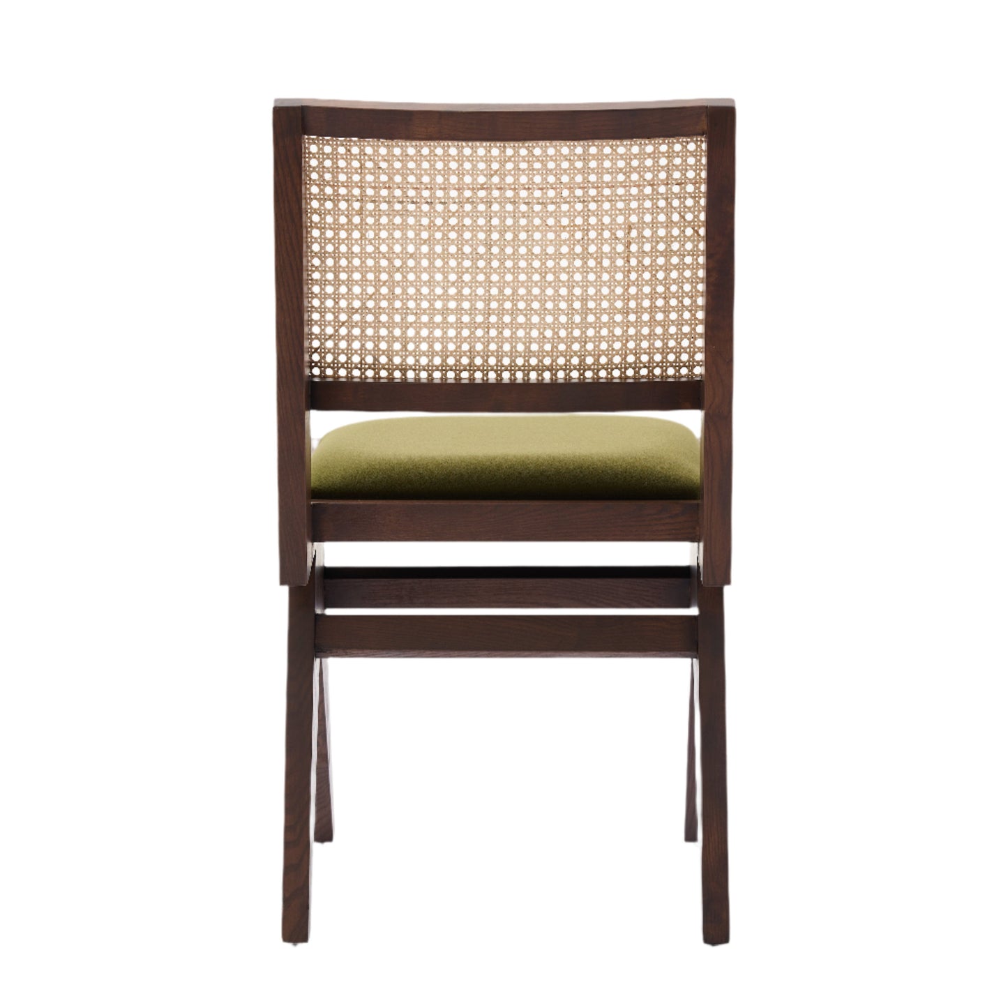 Kiko Solid Ash Wood Dining Chair in Walnut and Olive Green (2pk)