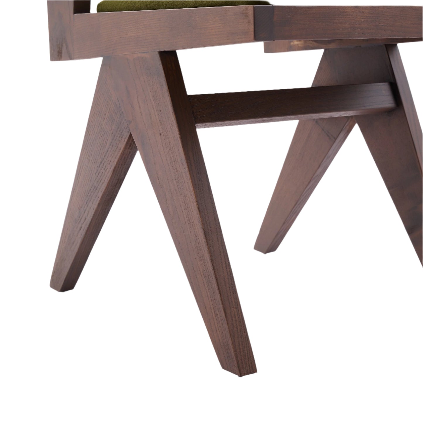 Kiko Solid Ash Wood Dining Chair in Walnut and Olive Green (2pk)