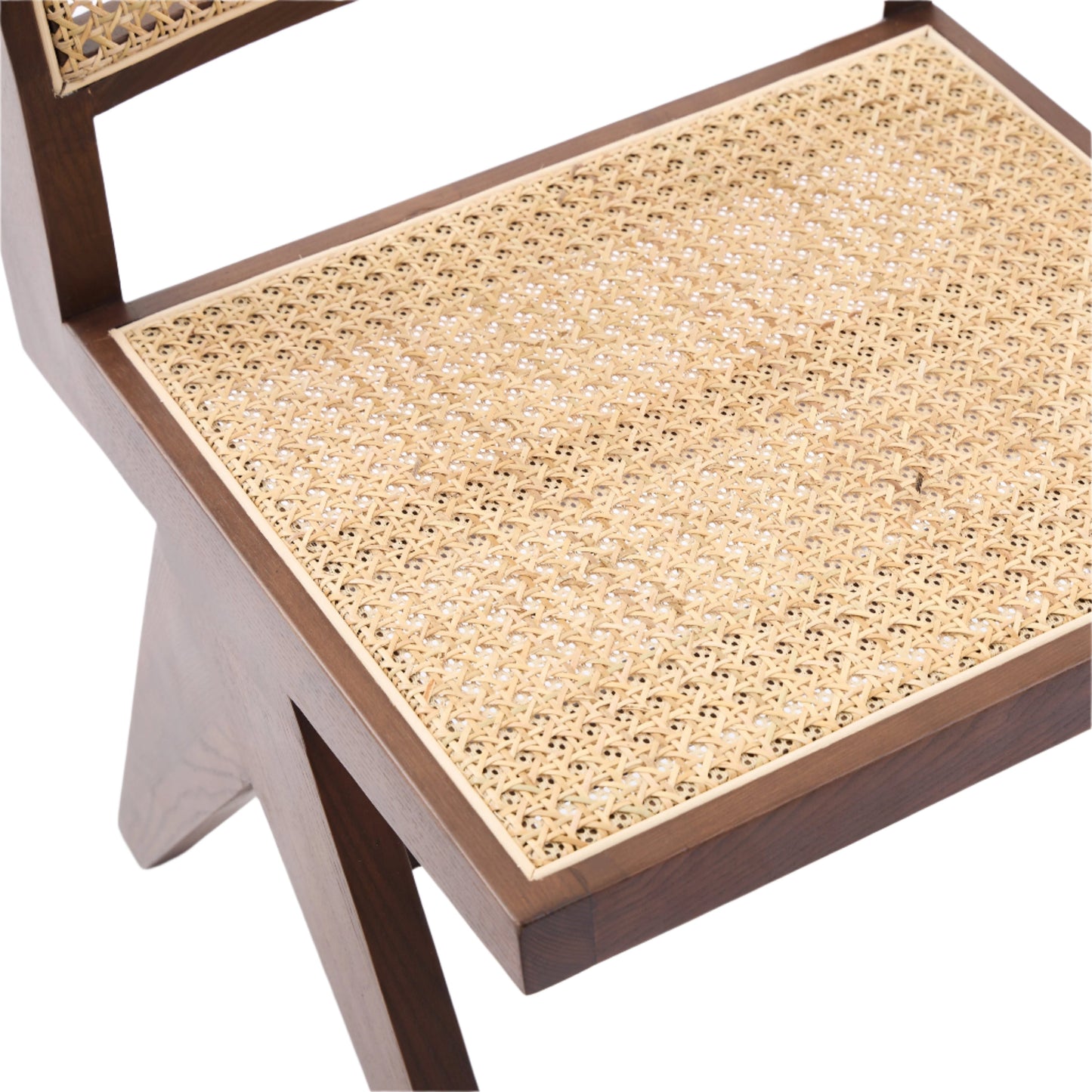 Kiko Solid Ash Wood Dining Chair in Walnut with Natural Rattan (2pk)