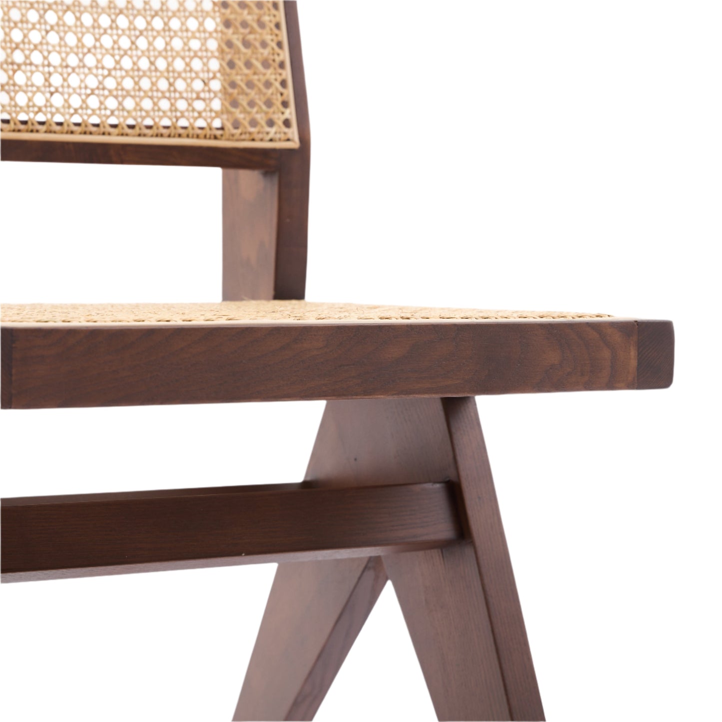 Kiko Solid Ash Wood Dining Chair in Walnut with Natural Rattan (2pk)