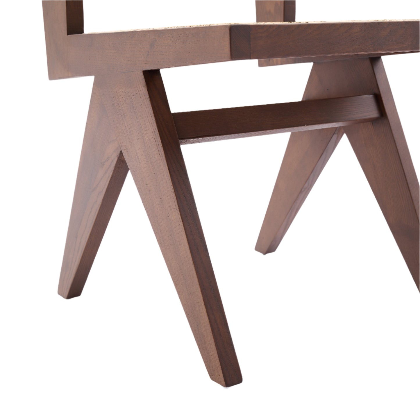 Kiko Solid Ash Wood Dining Chair in Walnut with Natural Rattan (2pk)