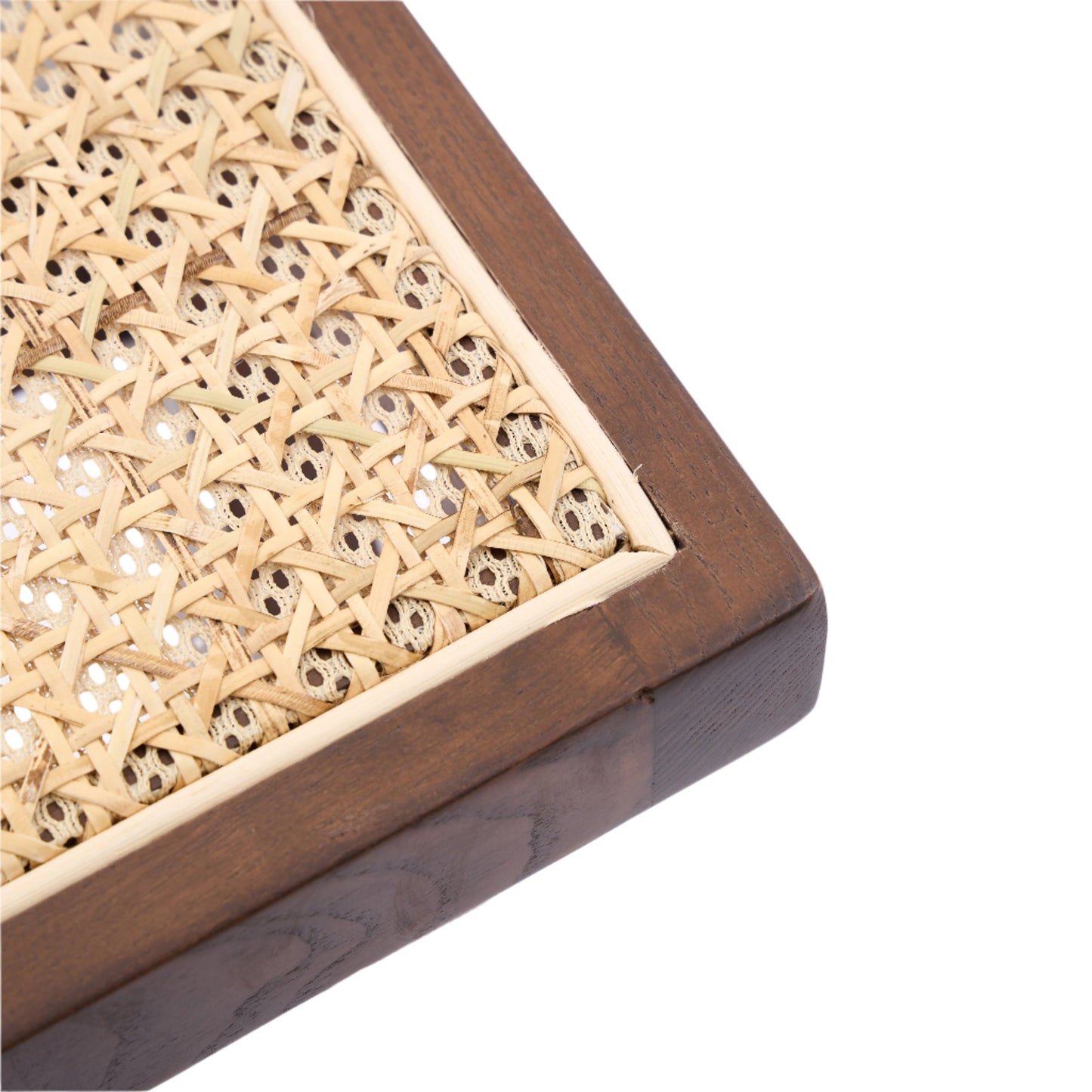 Kiko Solid Ash Wood Dining Chair in Walnut with Natural Rattan (2pk)