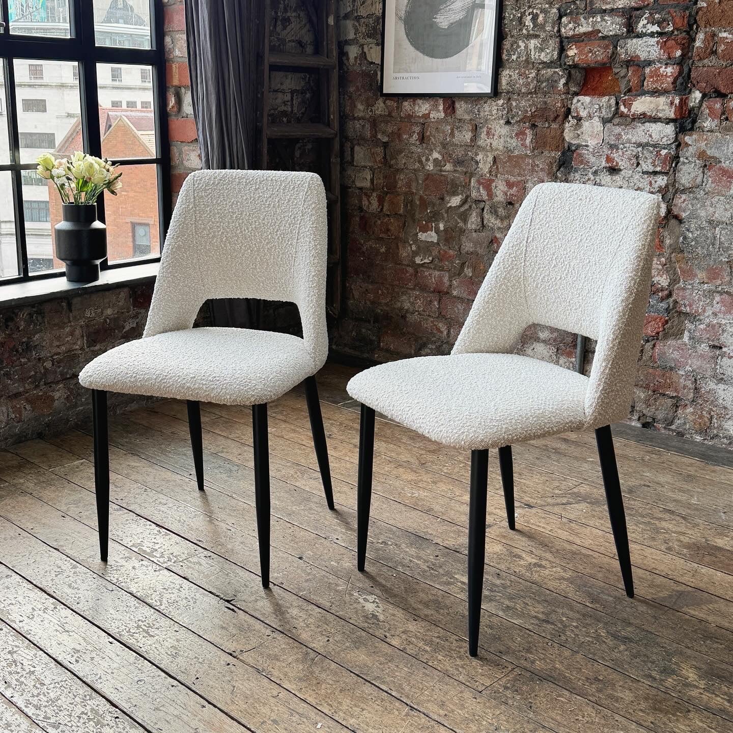 Nala Dining Chairs in Cream Boucle (2pk)