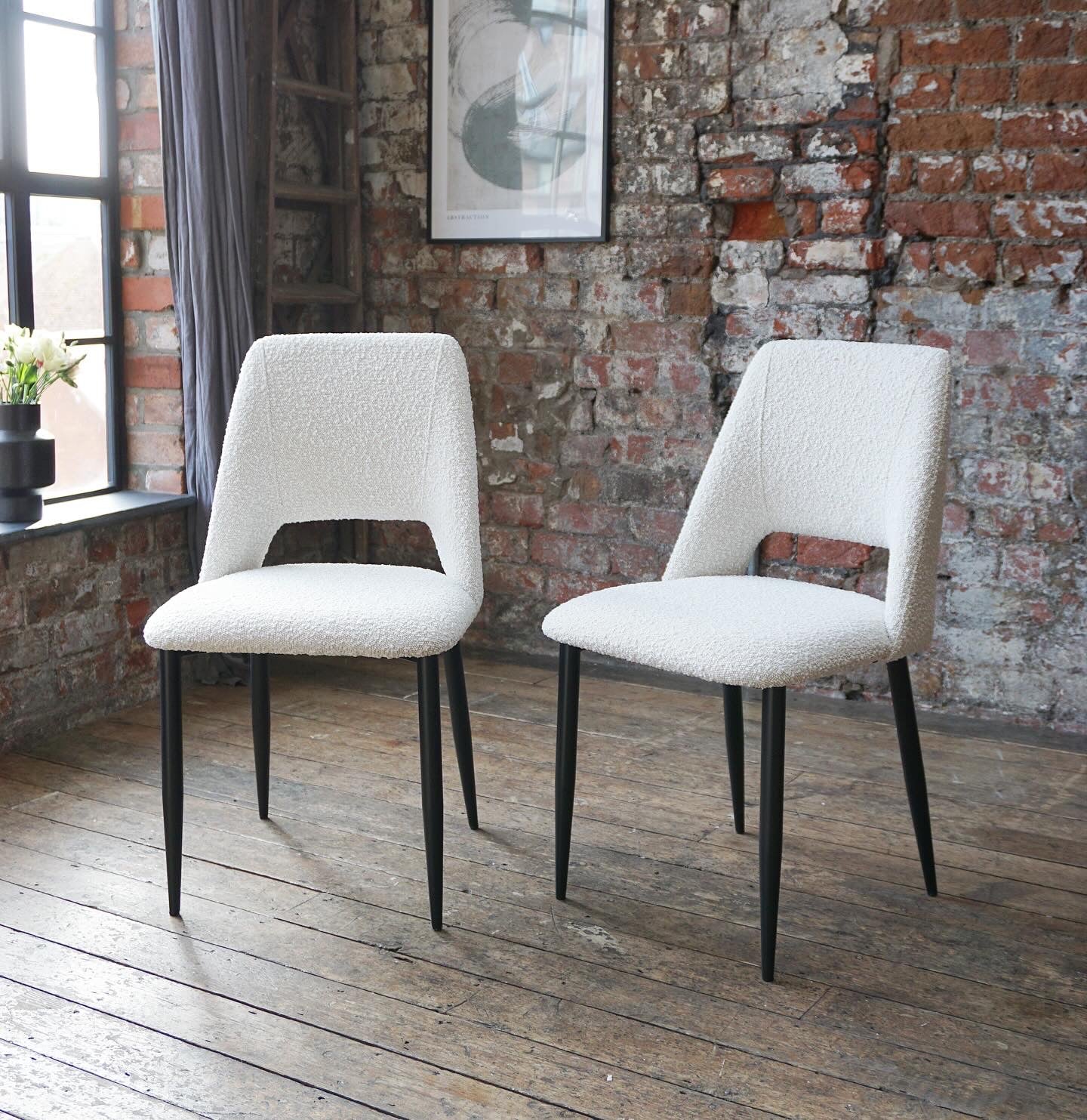 Nala Dining Chairs in Cream Boucle (2pk)