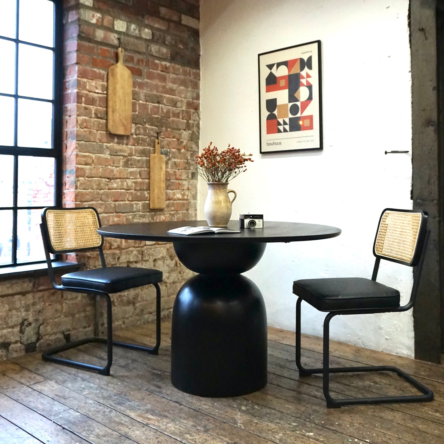 Cora Round Solid Mango Wood Dining Table in Black (2 Sizes)