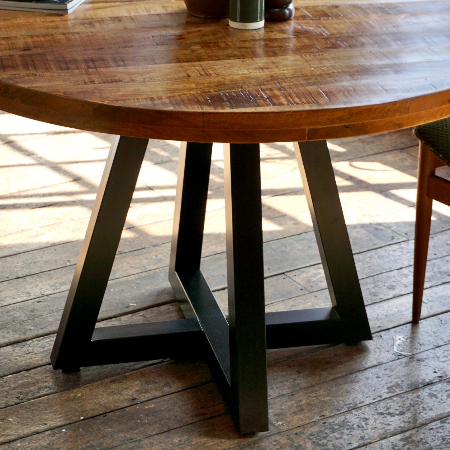 Ida Solid Mango Wood Industrial Dining Table in Walnut (3 Sizes)