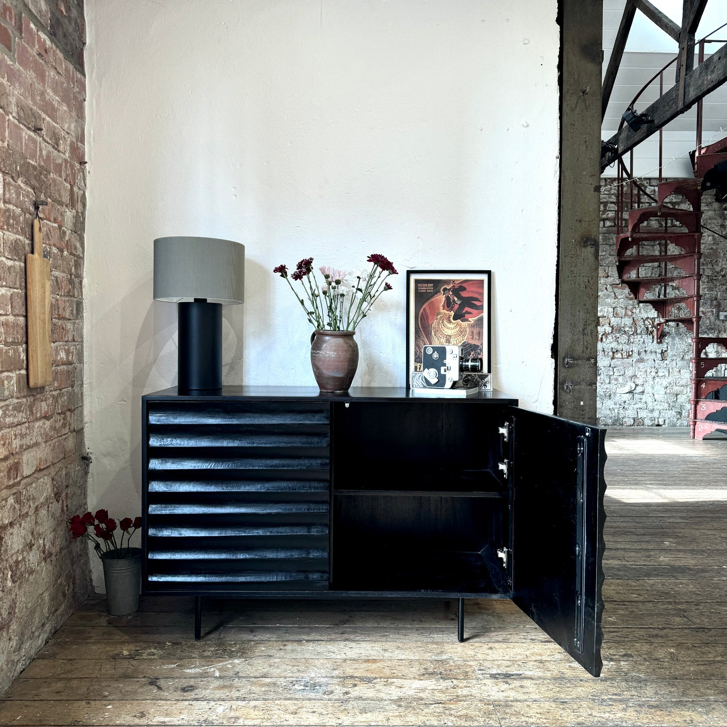 Daria Solid Mango Wood 2 Door Sideboard Black