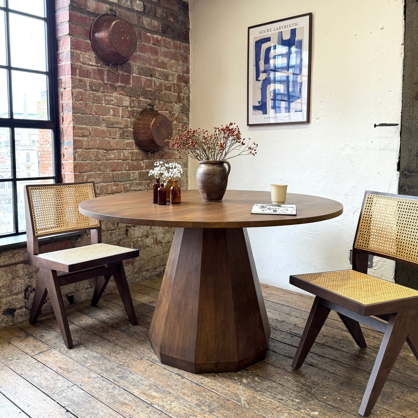 Skye Round Solid Mango Wood Dining Table in Brown (3 Sizes)