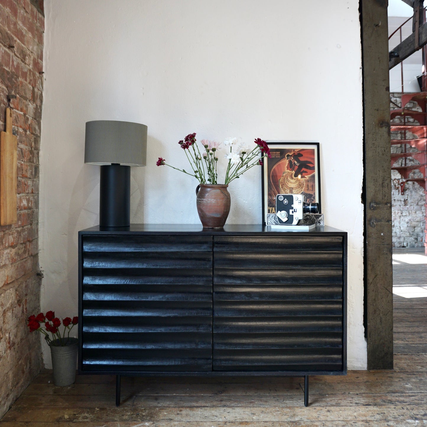 Daria Solid Mango Wood 2 Door Sideboard Black