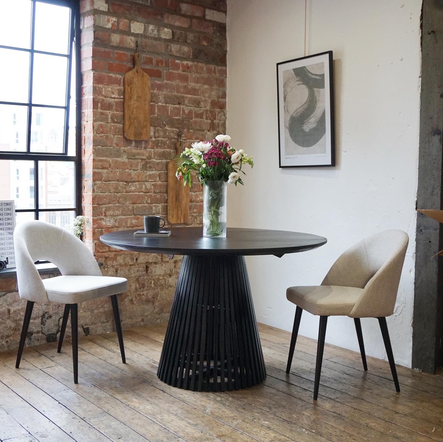 Remi Round Solid Mango Wood Dining Set with 2, or Bella Chairs