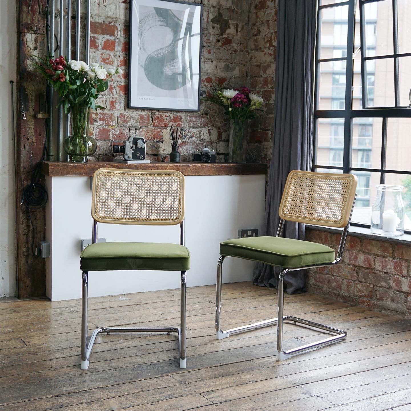 Bella Dining Set with 2 or 4 Brooklyn Dining Chairs in Olive Green