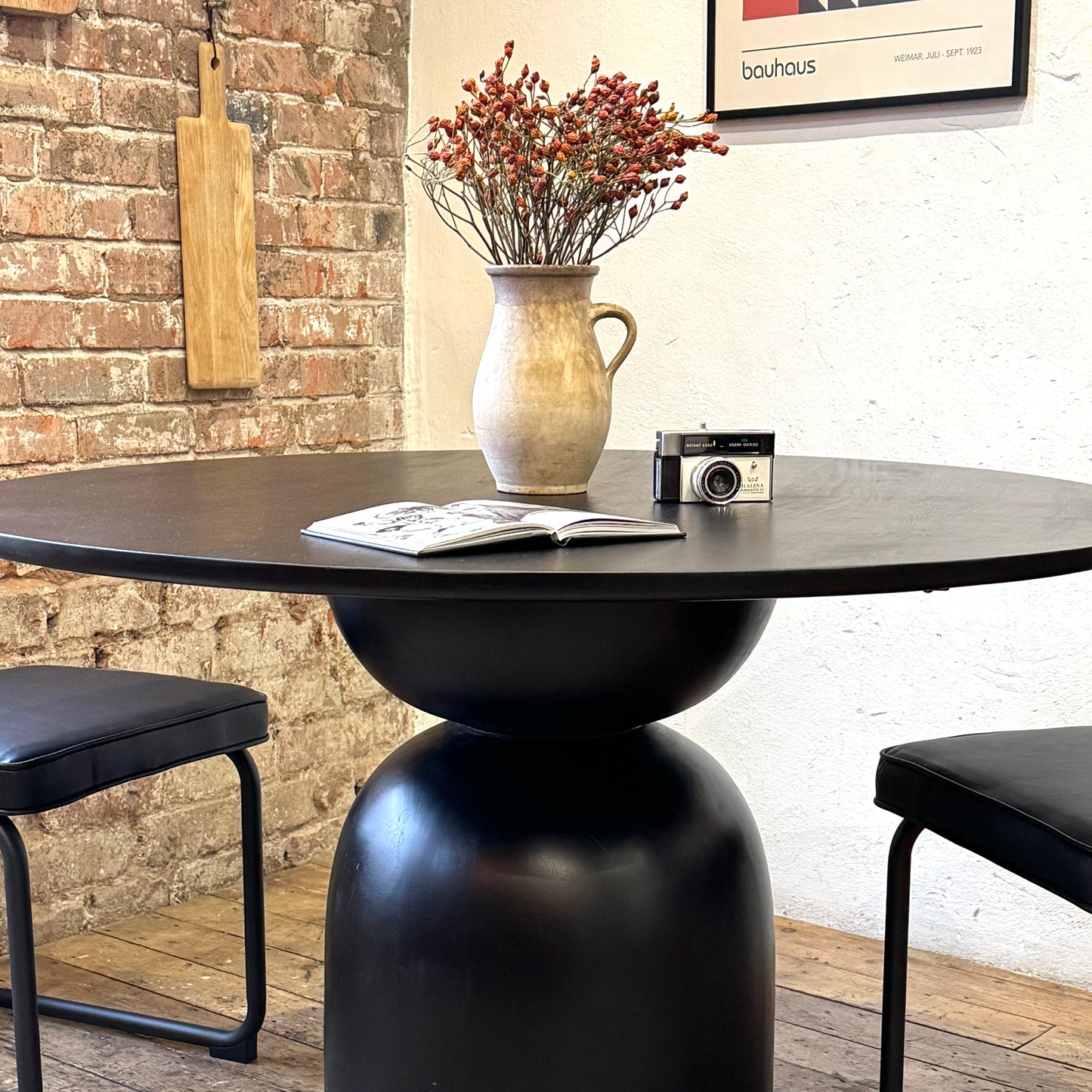 Cora Round Solid Mango Wood Dining Table in Black (2 Sizes)