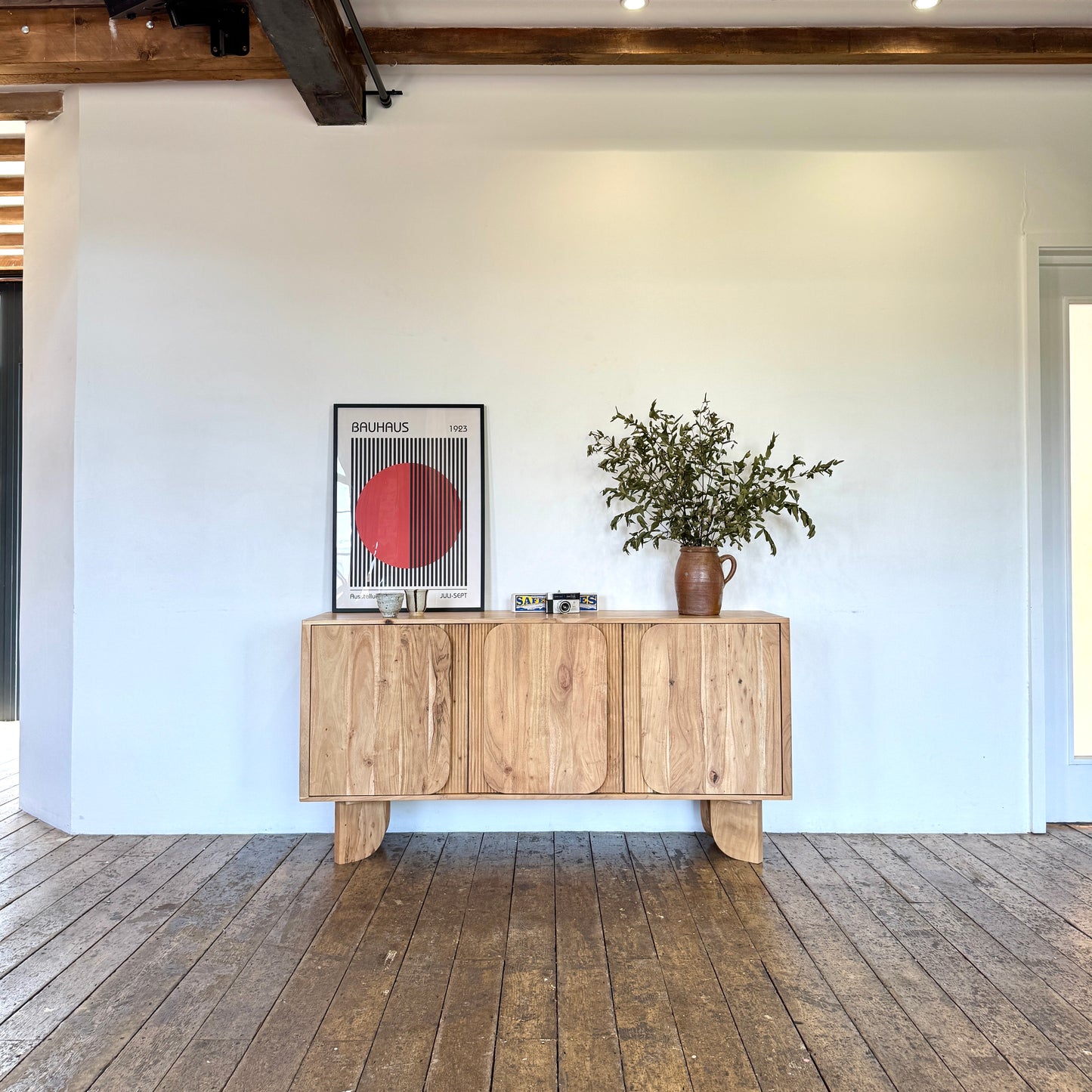 Akira Solid Acacia Wood Large Sideboard in Natural