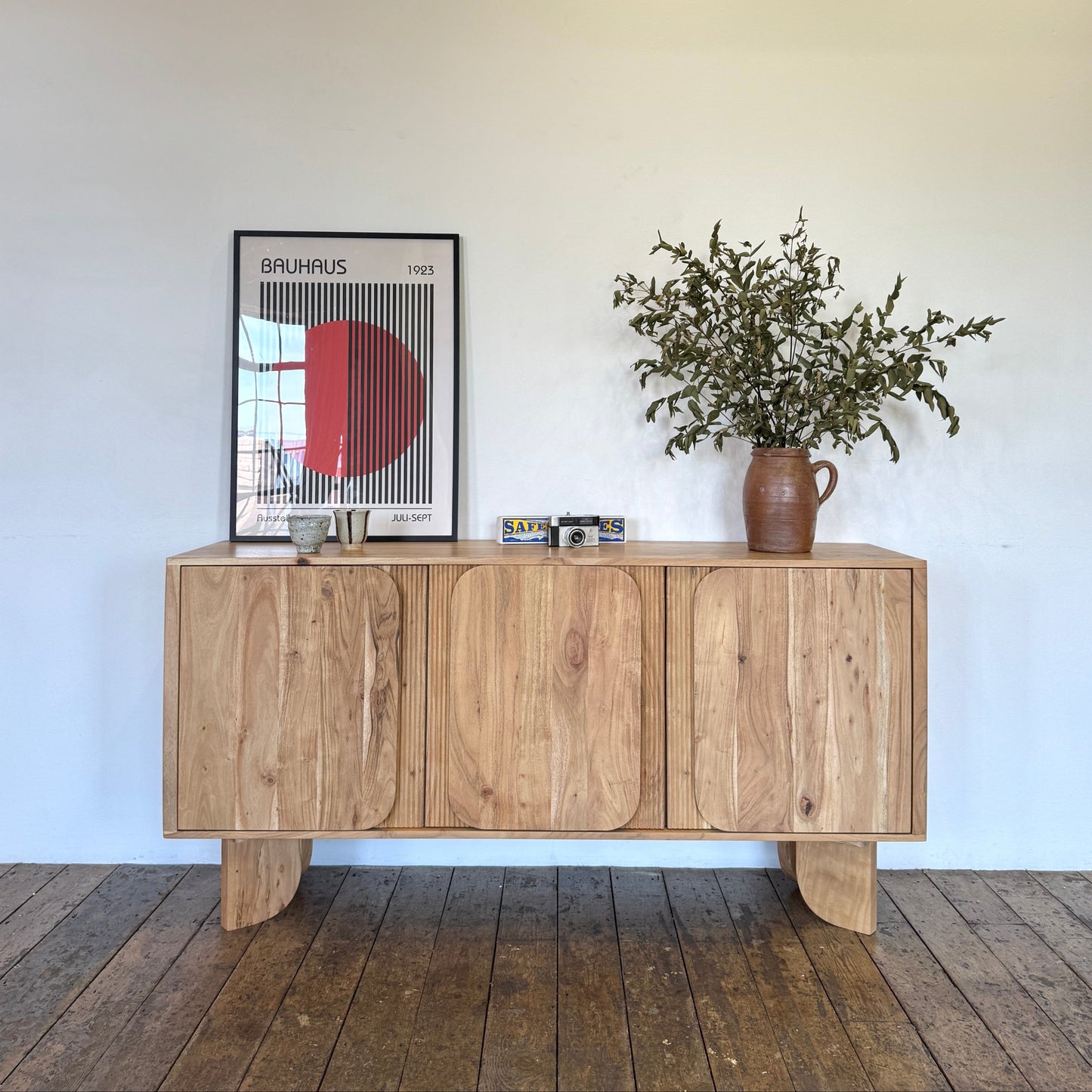 Akira Solid Acacia Wood Large Sideboard in Natural