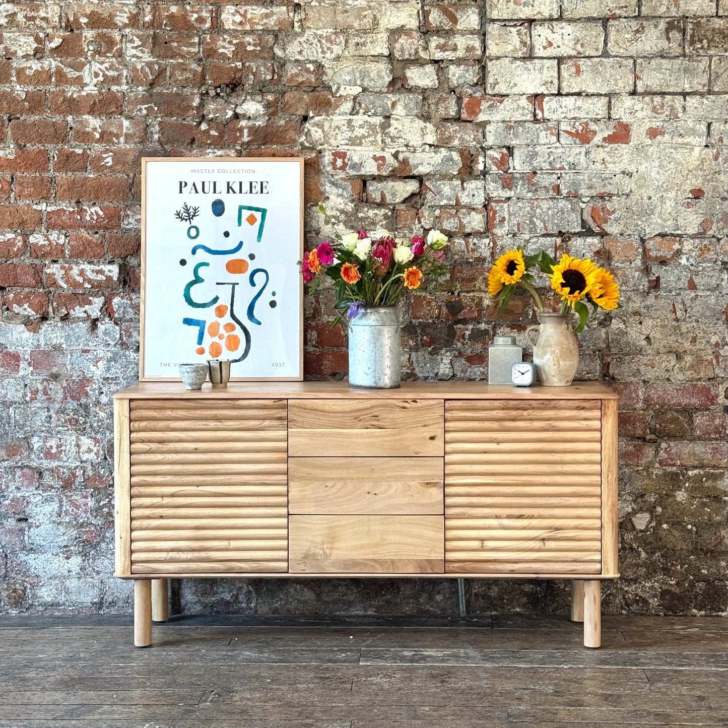 Kiso Solid Acacia Wood Large Sideboard in Natural