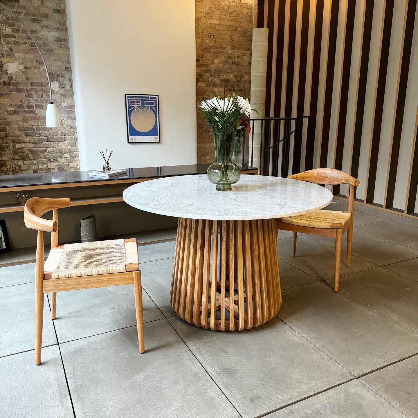 Nakula Round Solid Marble & Mango Wood Dining Table Natural (3 Sizes)