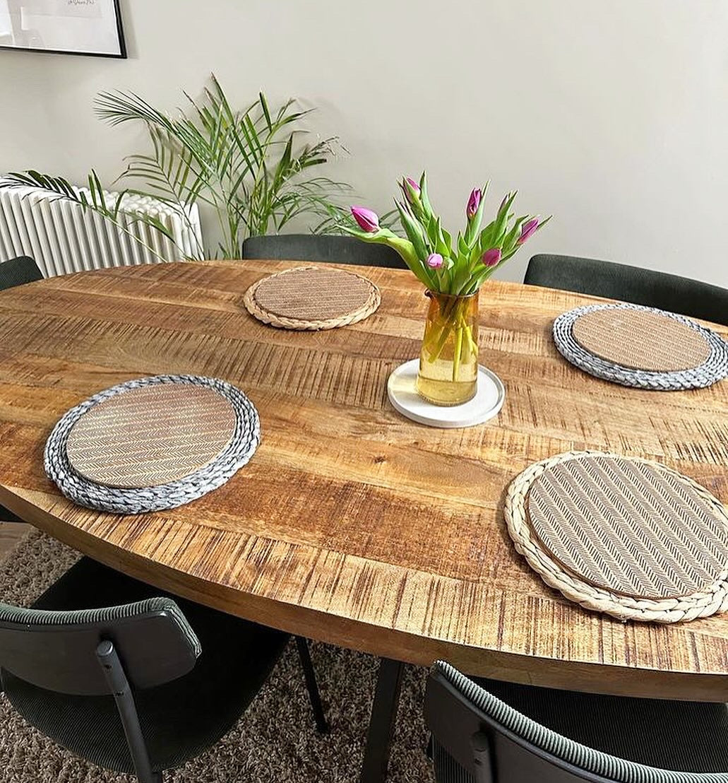 Sara Oval Solid Mango Wood Dining Table Walnut (2 Sizes)