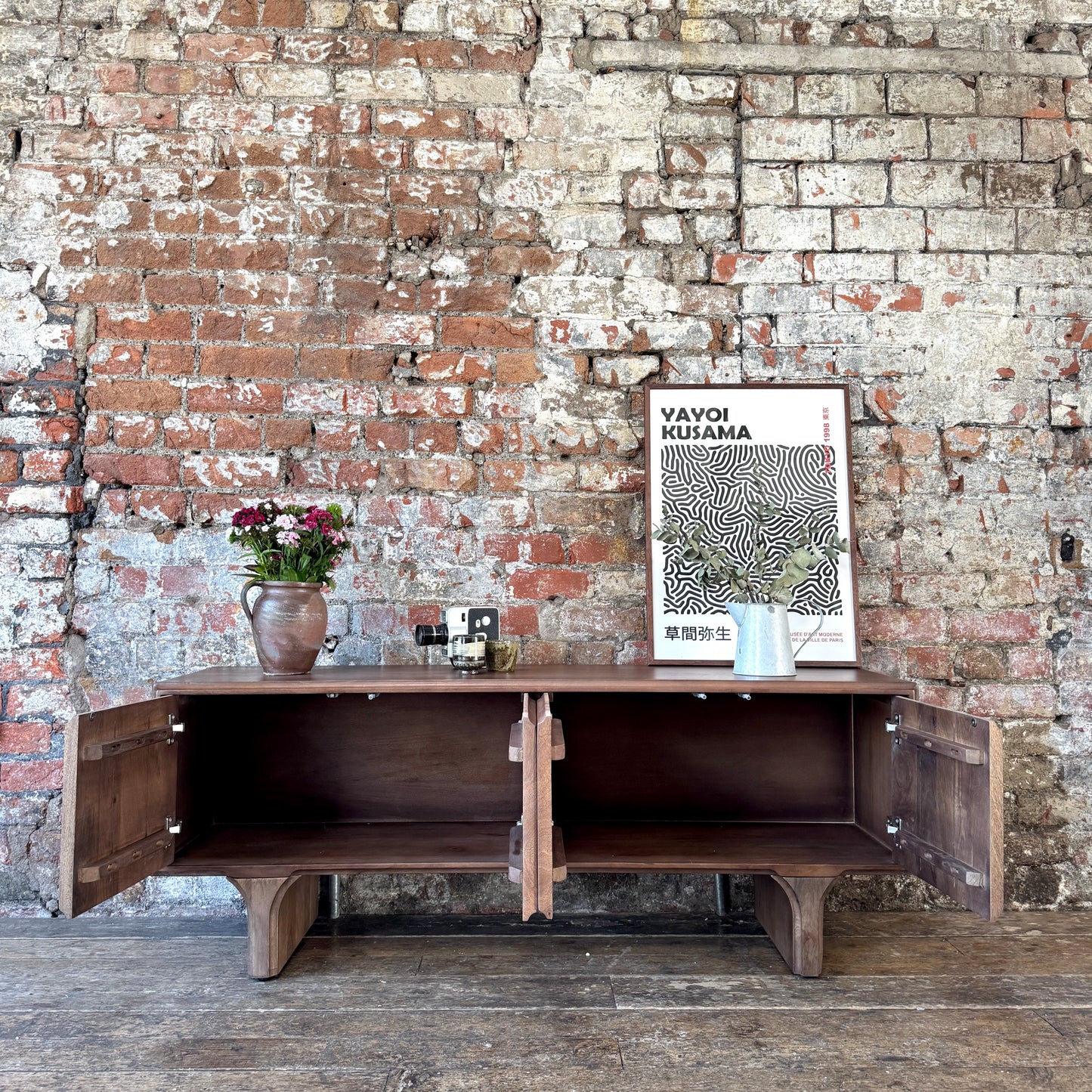 Milo Solid Mango Wood 4 Door TV Unit in Walnut (2 Sizes)