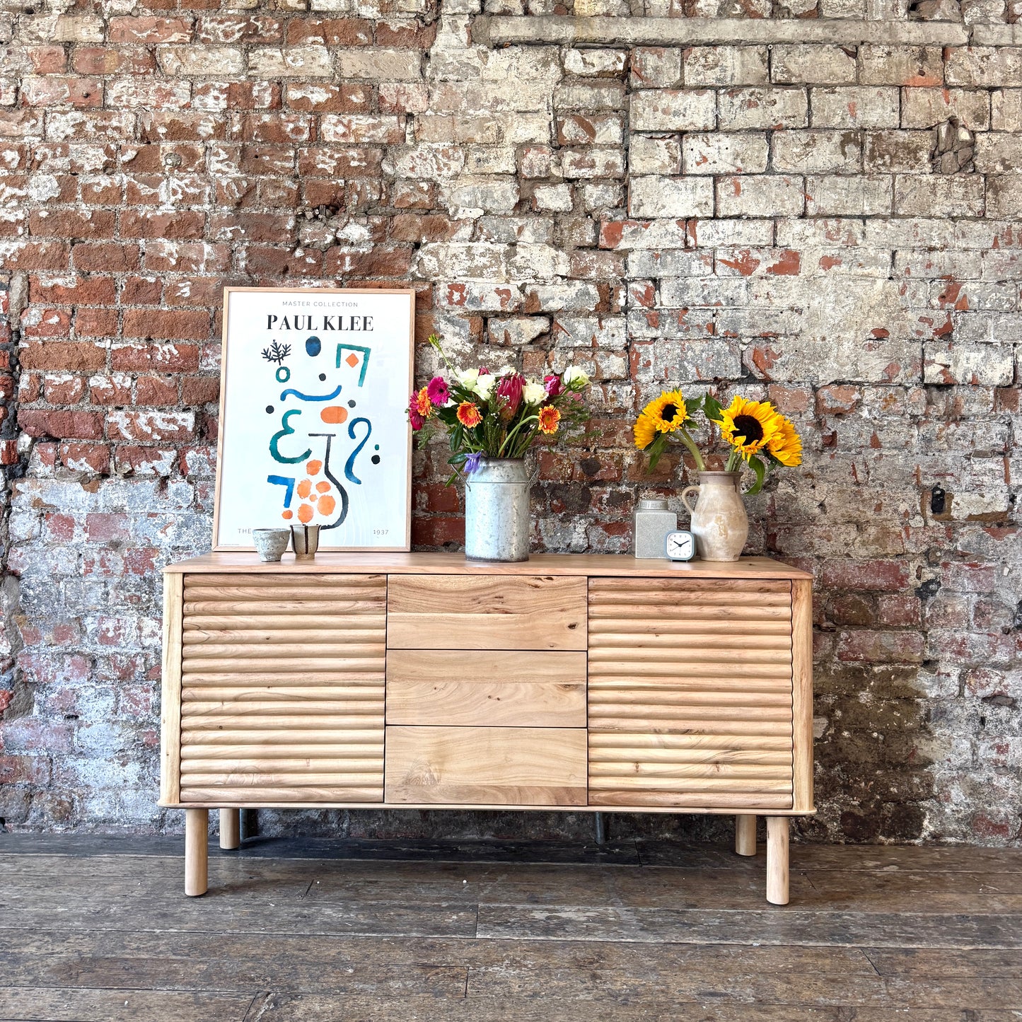 Kiso Solid Acacia Wood Large Sideboard in Natural