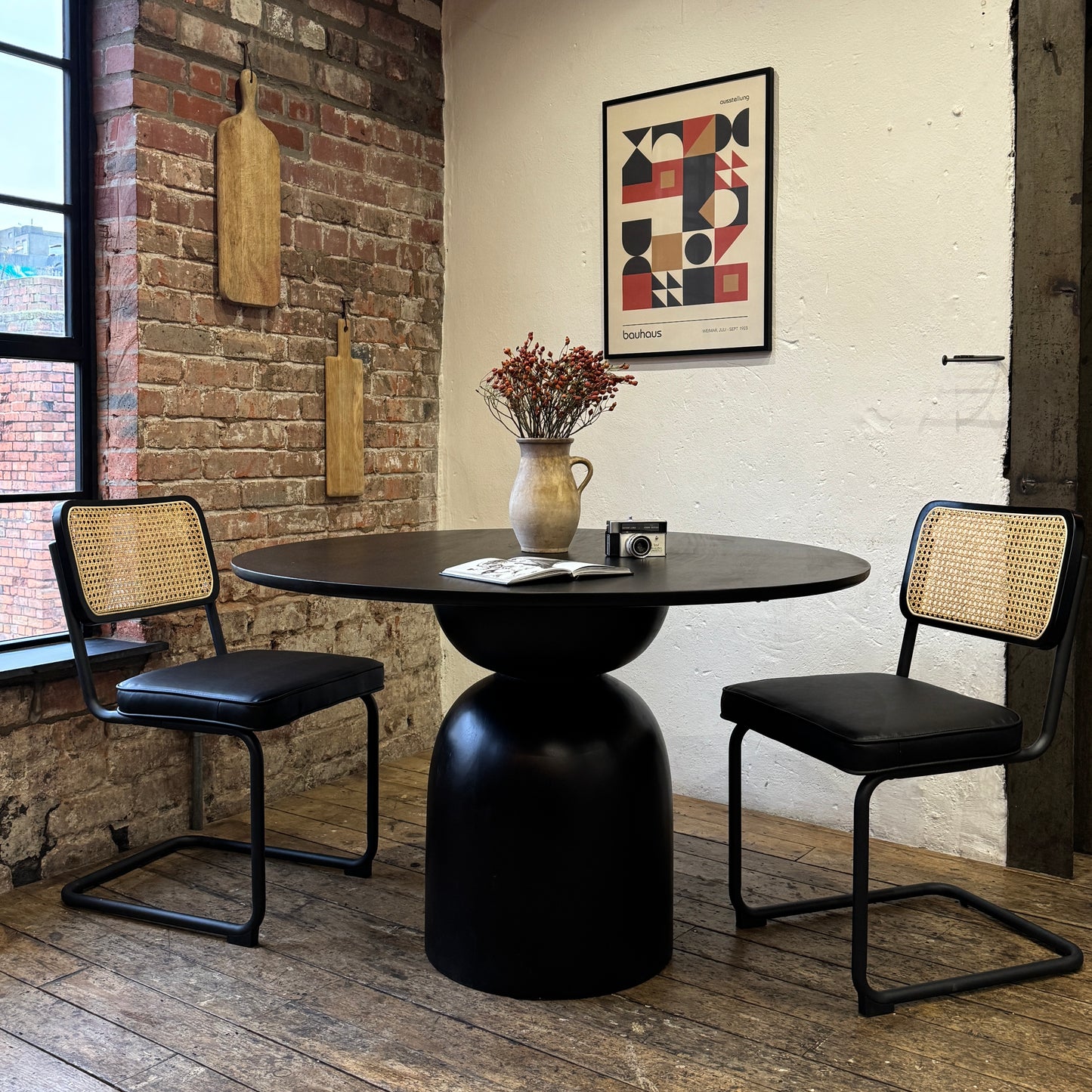 Cora Round Solid Mango Wood Dining Table in Black (2 Sizes)
