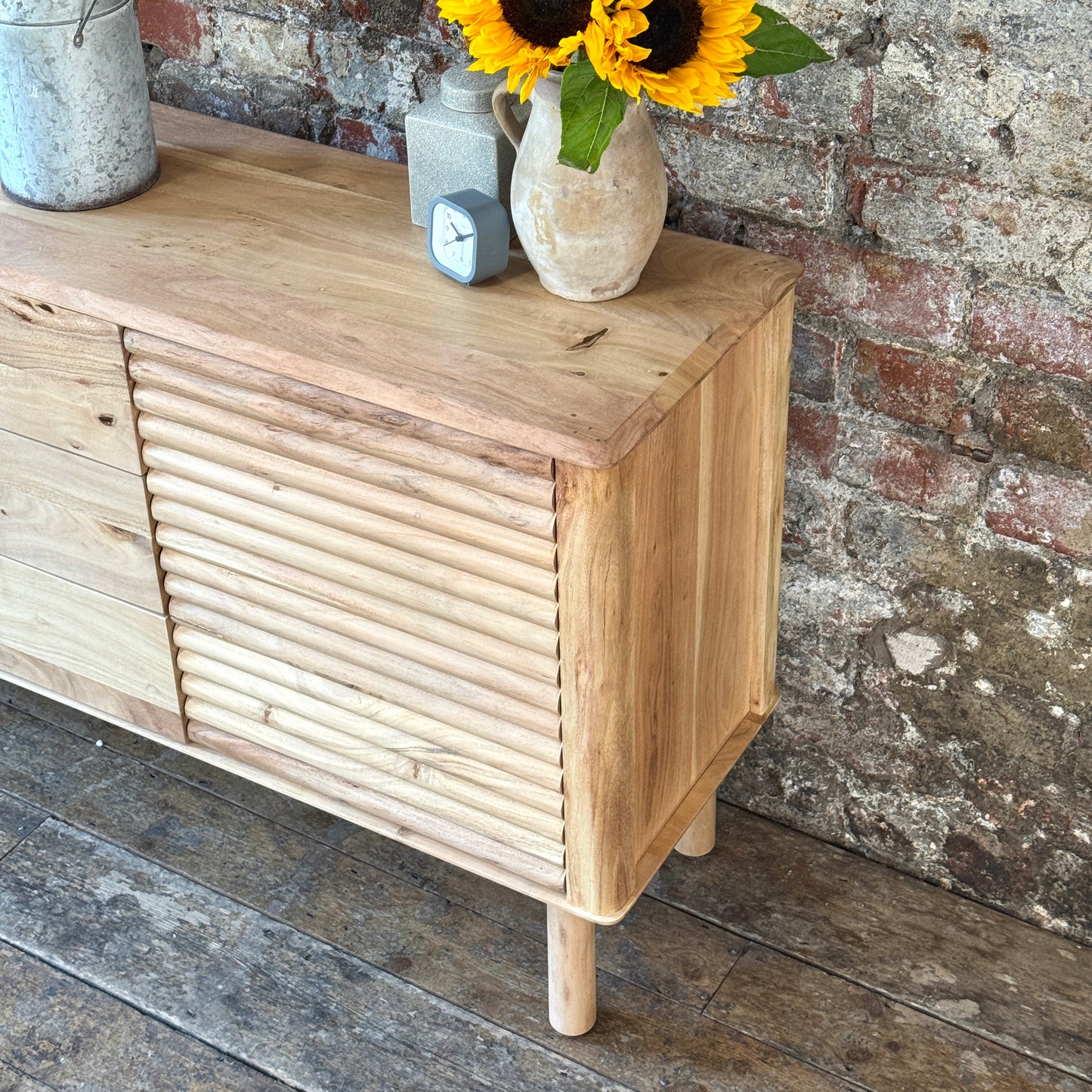 Kiso Solid Acacia Wood Large Sideboard in Natural