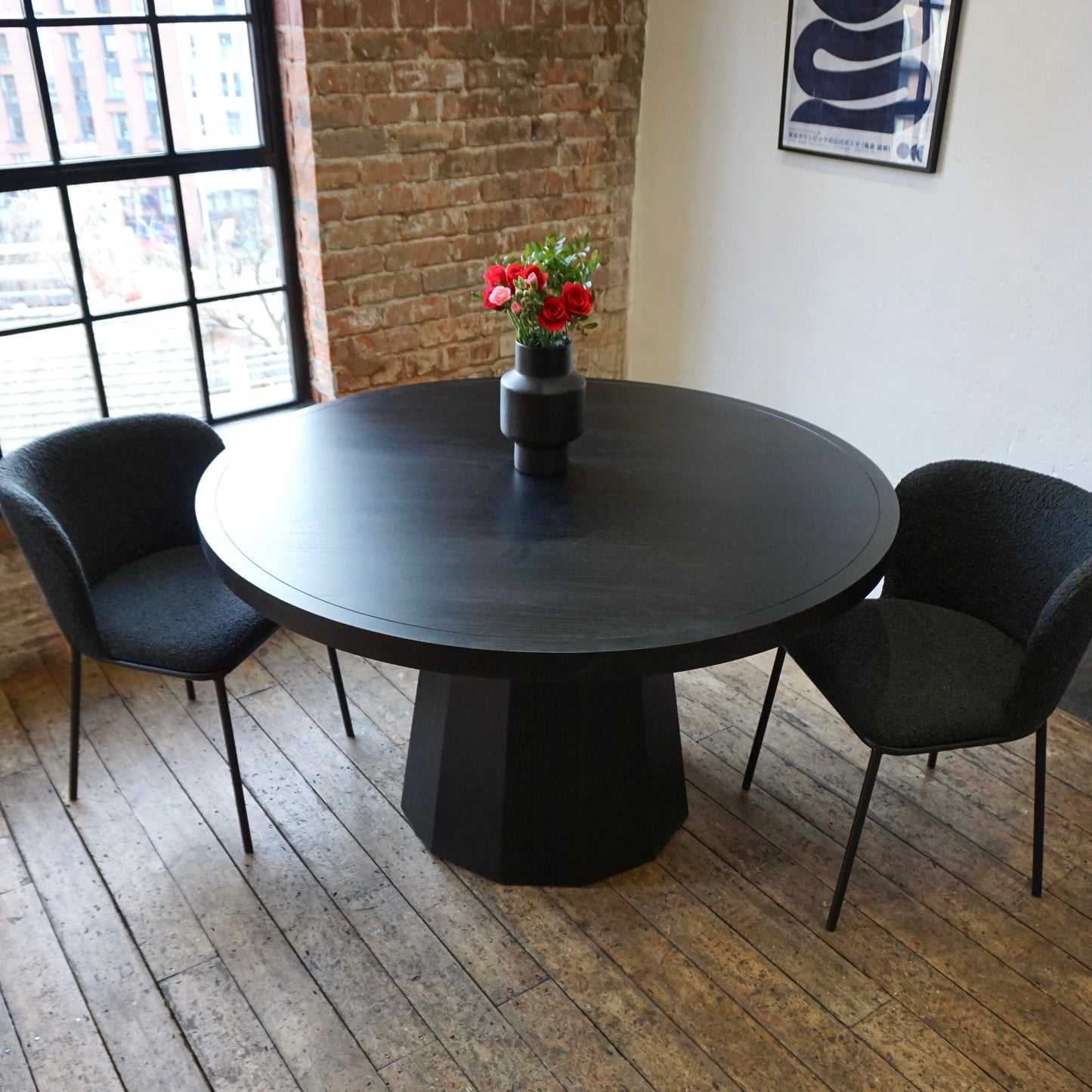 Prisma Round Solid Mindi Wood Dining Table Black (3 Sizes)