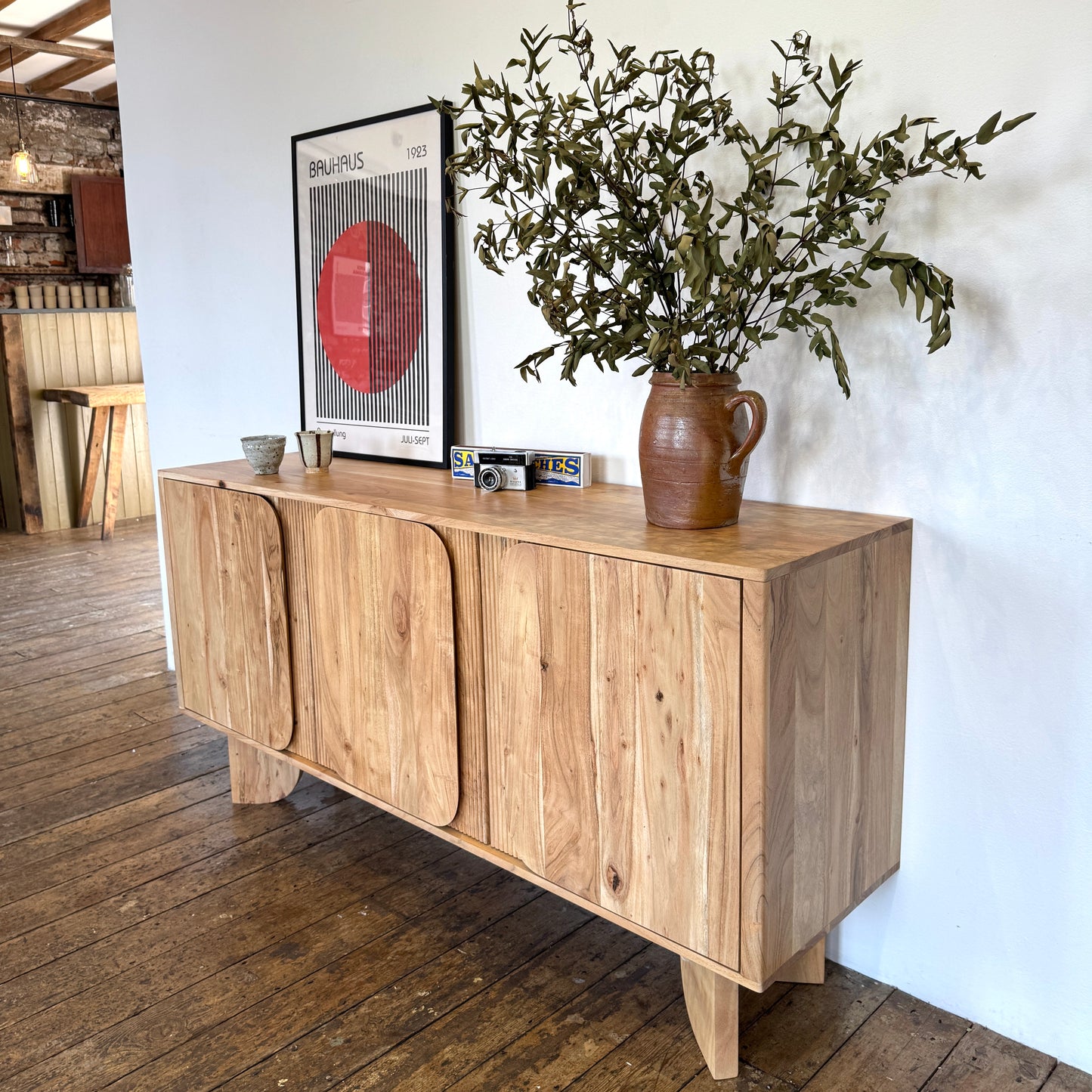 Akira Solid Acacia Wood Large Sideboard in Natural