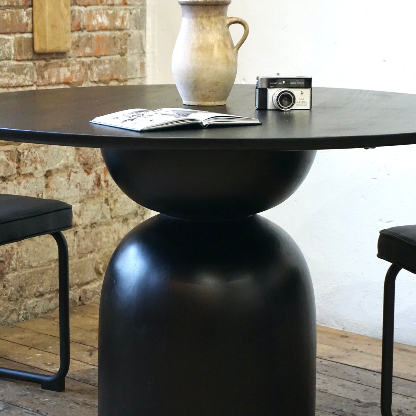 Cora Round Solid Mango Wood Dining Table in Black (2 Sizes)