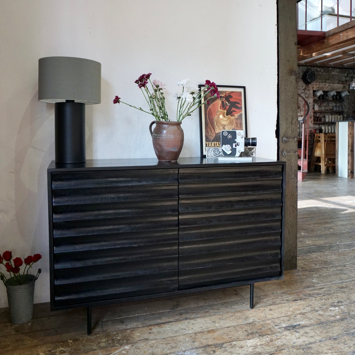 Daria Solid Mango Wood 2 Door Sideboard Black