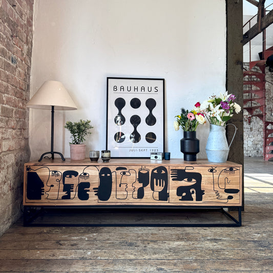 Pablo Solid Acacia Wood Medium 3 Door TV Stand