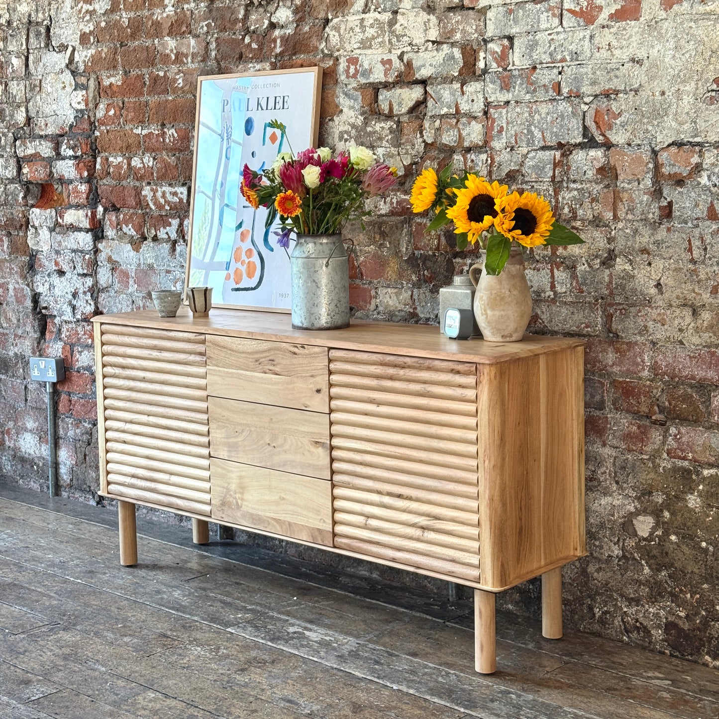 Kiso Solid Acacia Wood Large Sideboard in Natural
