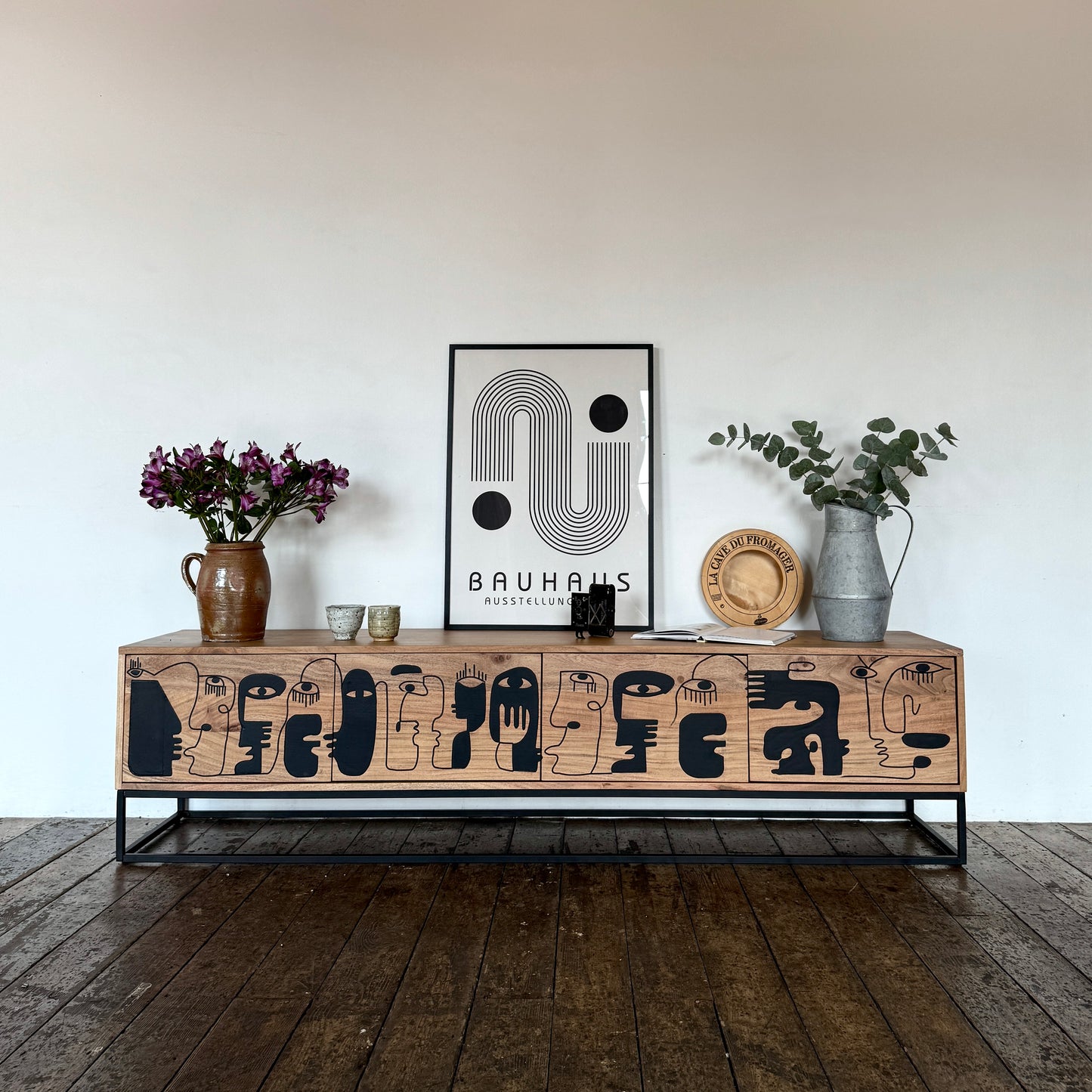 Pablo Solid Acacia Wood Large 4 Door TV Stand