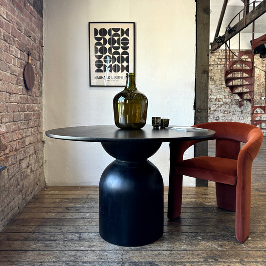 Cora Round Solid Mango Wood Dining Table in Black (2 Sizes)