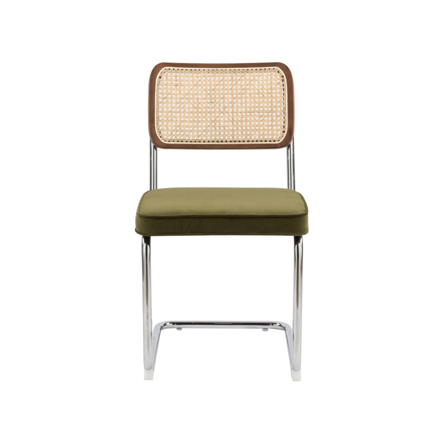 Brooklyn Rattan Chair Olive Green with Walnut Frame (2pk)