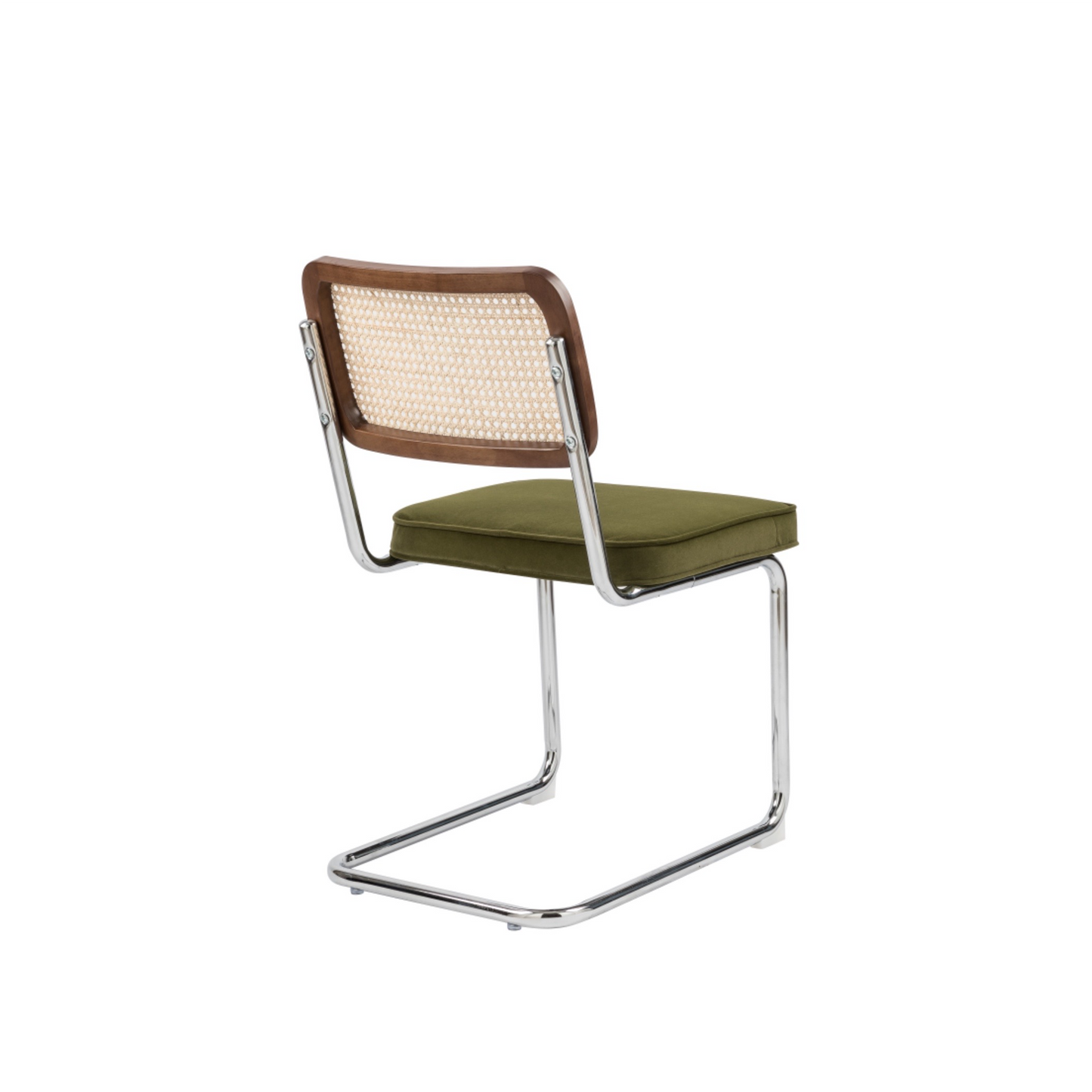 Brooklyn Rattan Chair Olive Green with Walnut Frame (2pk)