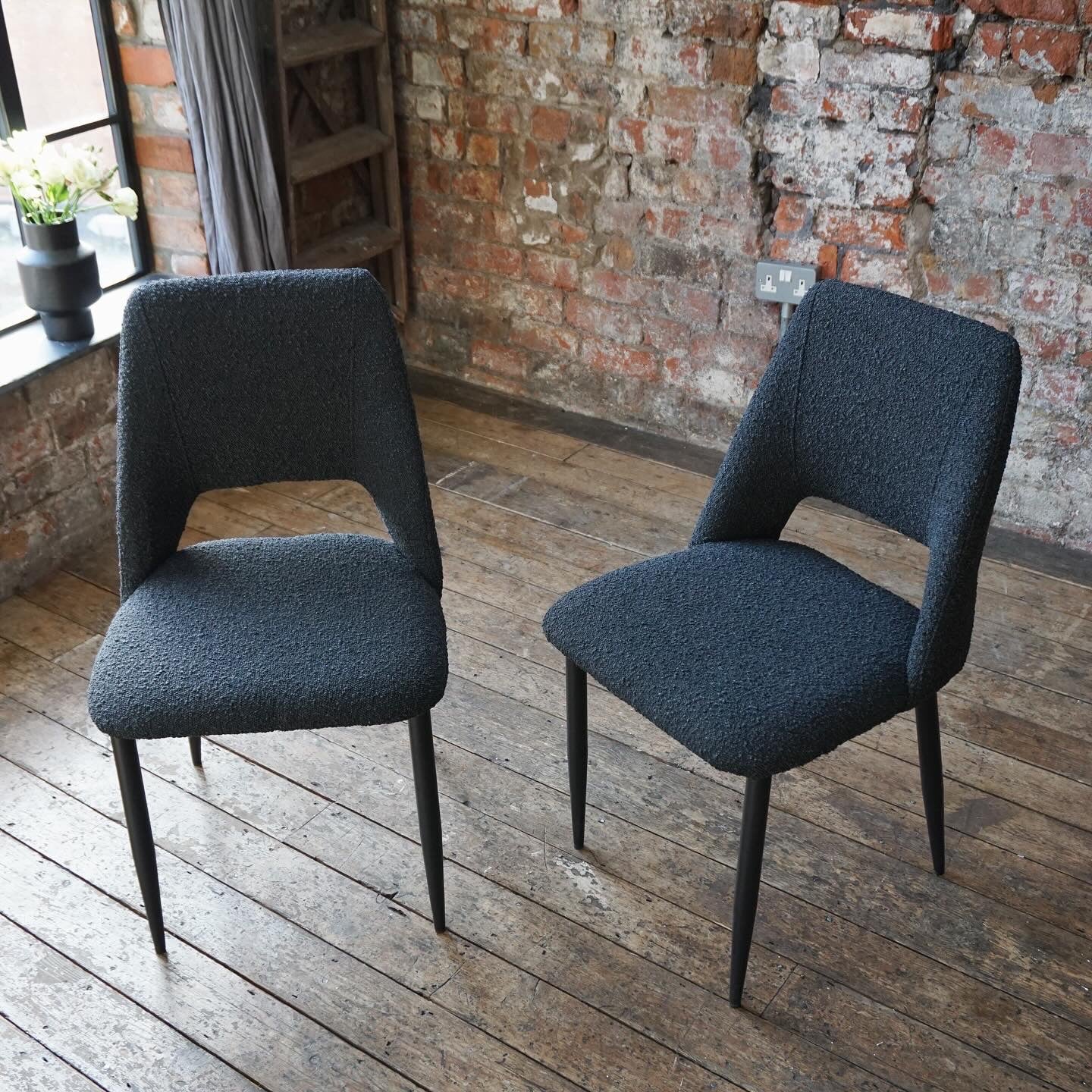 Nala Dining Chairs in Black Boucle (2pk)