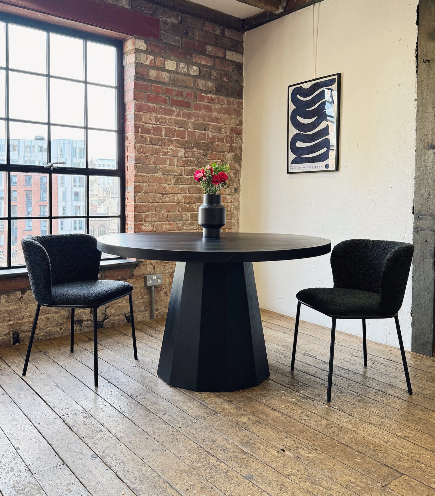 Mila Dining Chairs in Black Boucle (2pk)