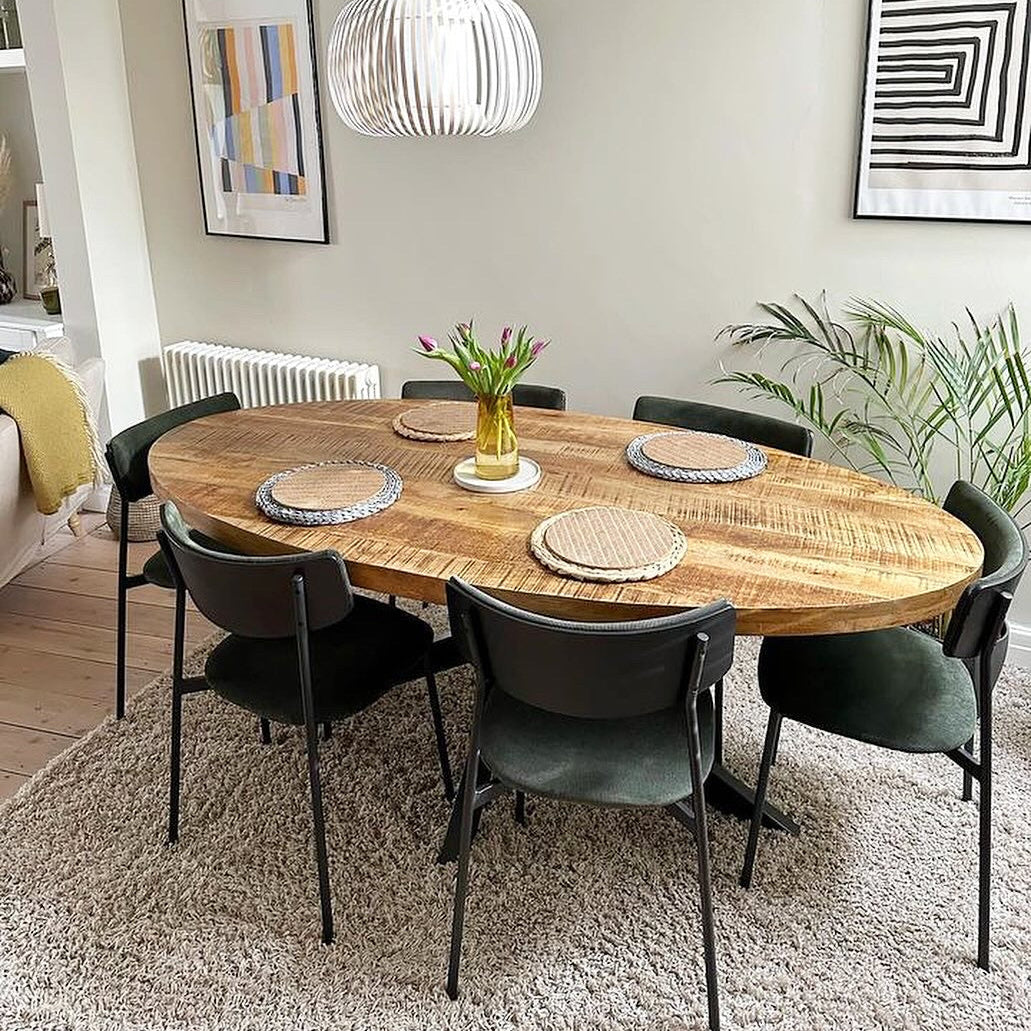 Sara Oval Solid Mango Wood Dining Table Walnut (2 Sizes)