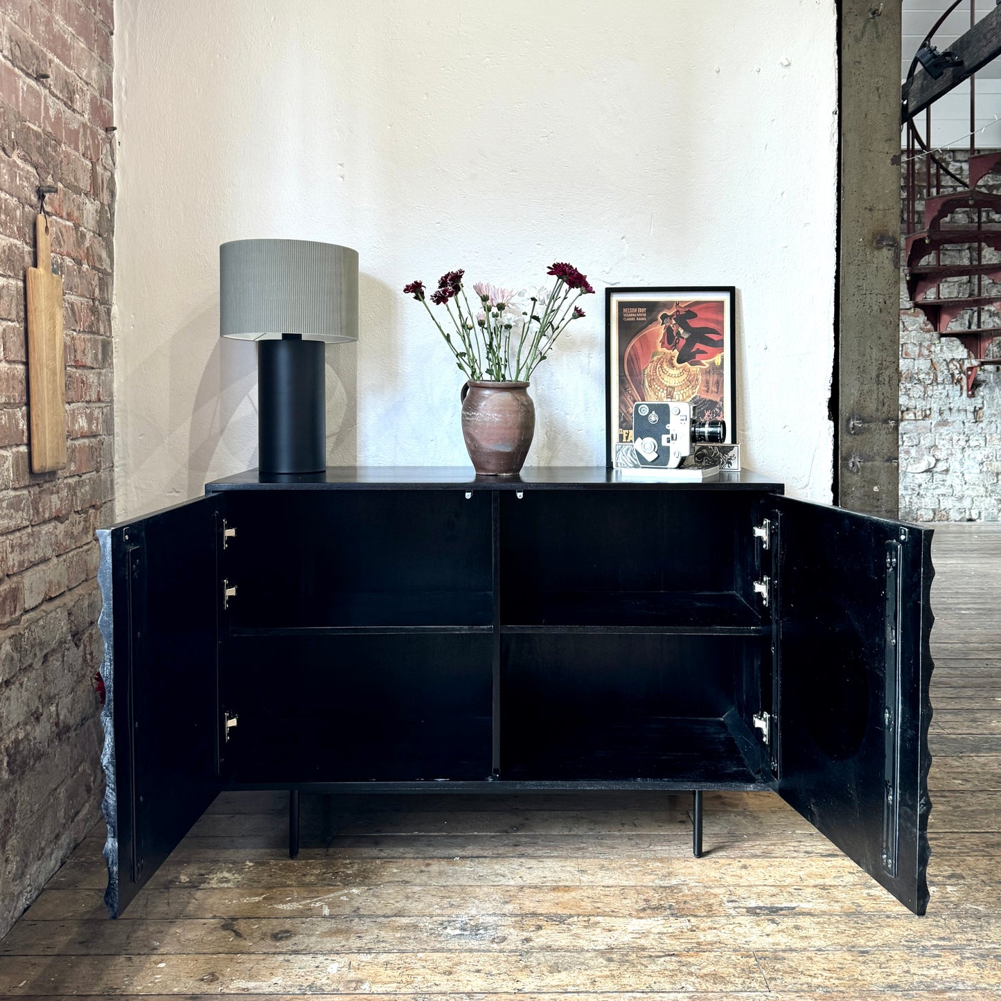 Daria Solid Mango Wood 2 Door Sideboard Black
