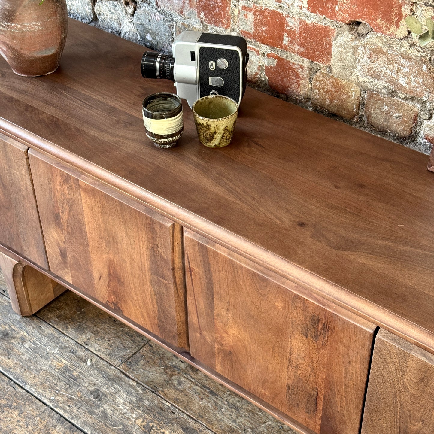 Milo Solid Mango Wood 4 Door TV Unit in Walnut (2 Sizes)