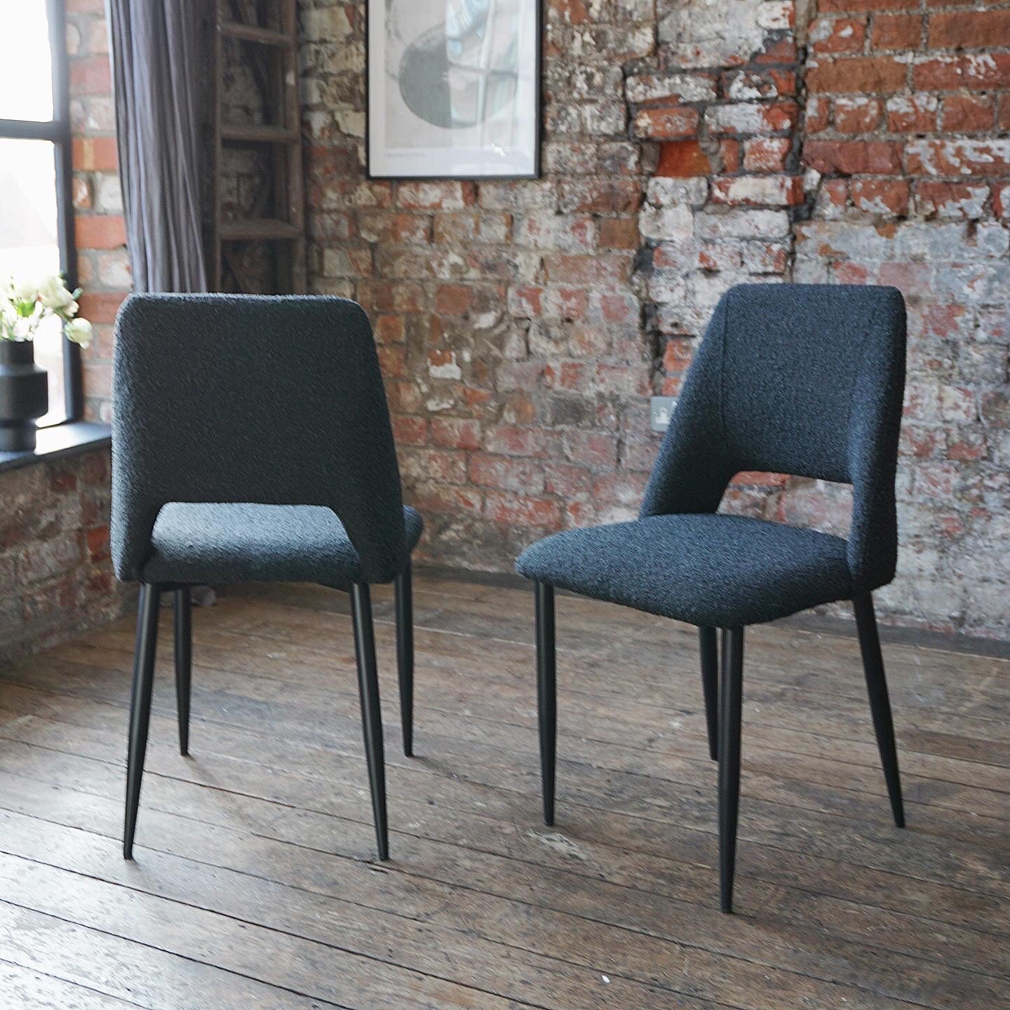 Nala Dining Chairs in Black Boucle (2pk)