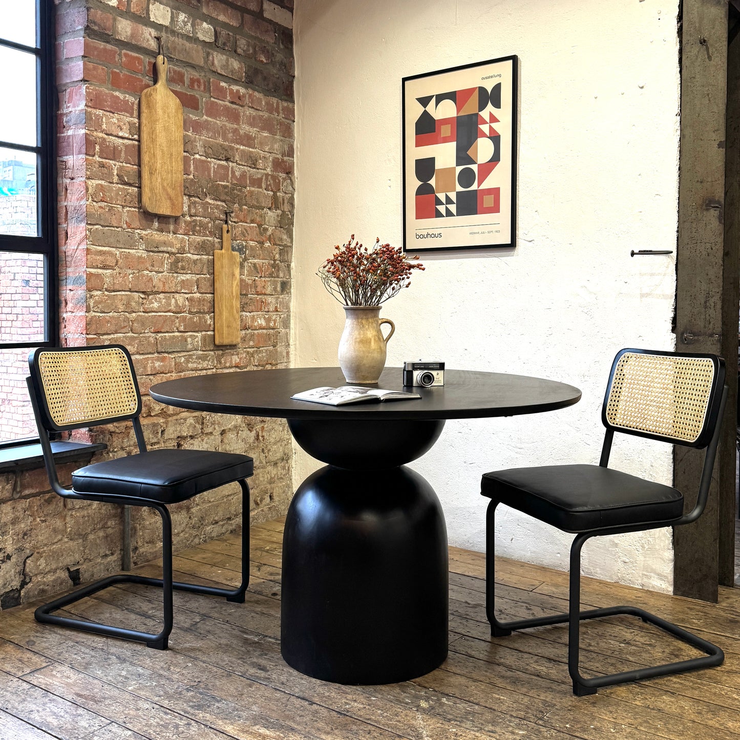 Cora Round Solid Mango Wood Dining Table in Black (2 Sizes)