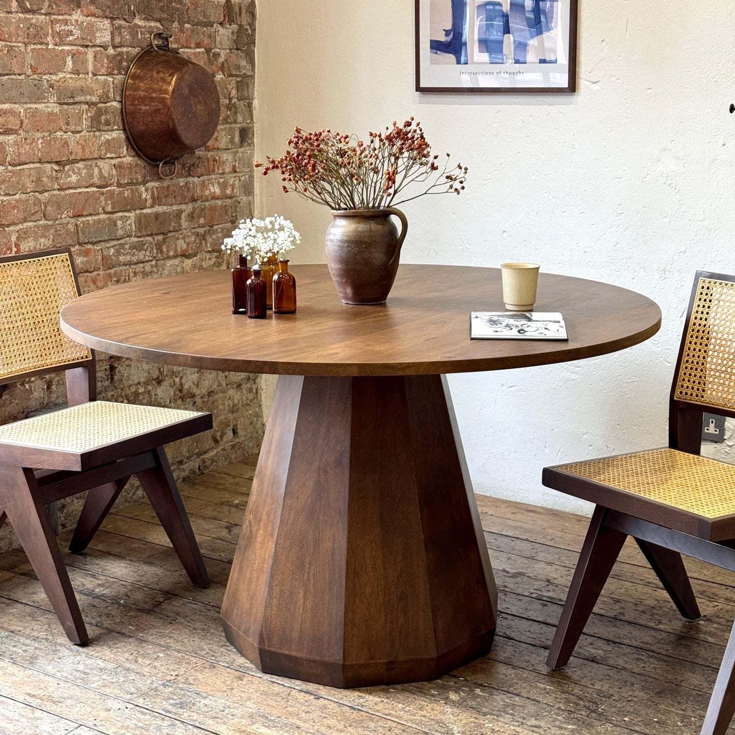 Skye Round Solid Mango Wood Dining Table in Brown (3 Sizes)