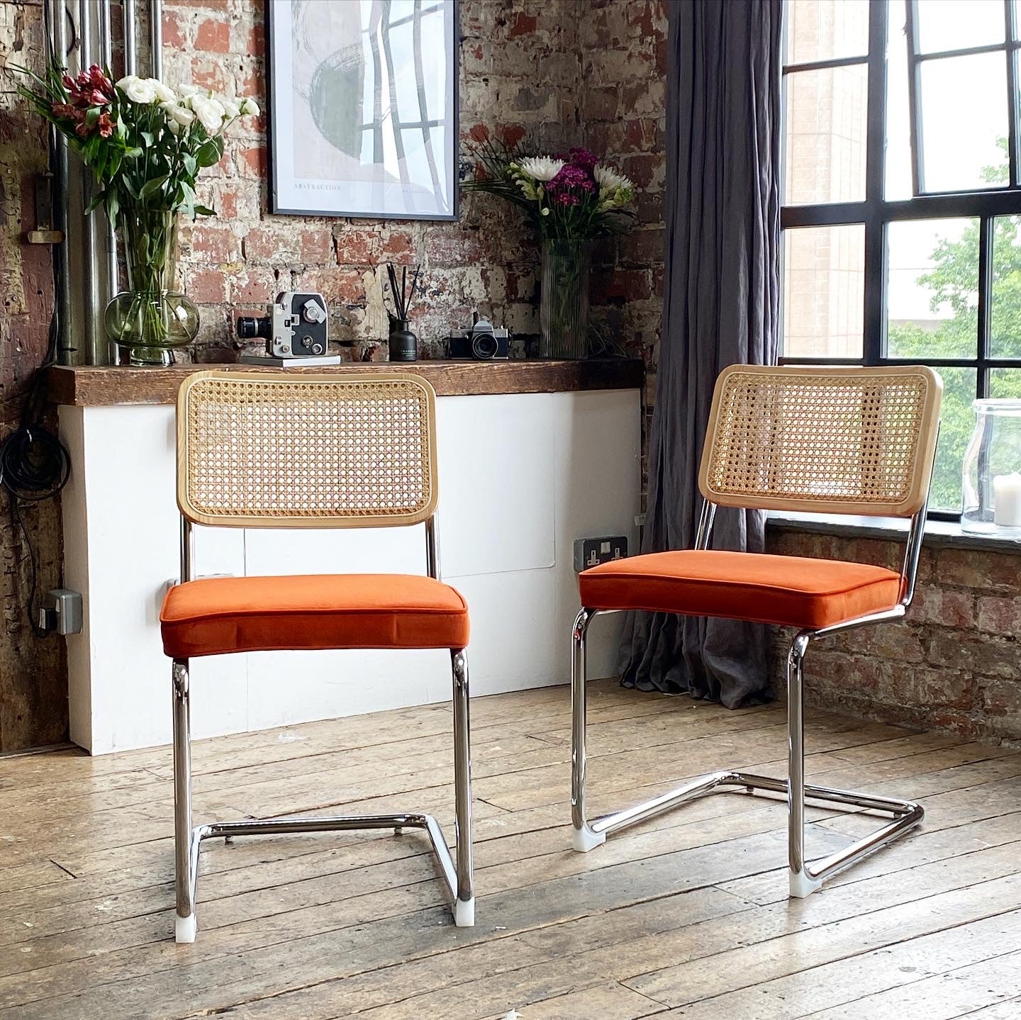 Bella Dining Set with 2 or 4 Brooklyn Dining Chairs in Burnt Orange